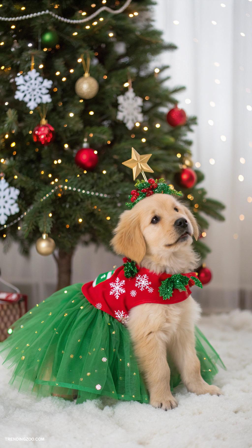 christmas dog outfits Christmas tree tutu skirt outfit
