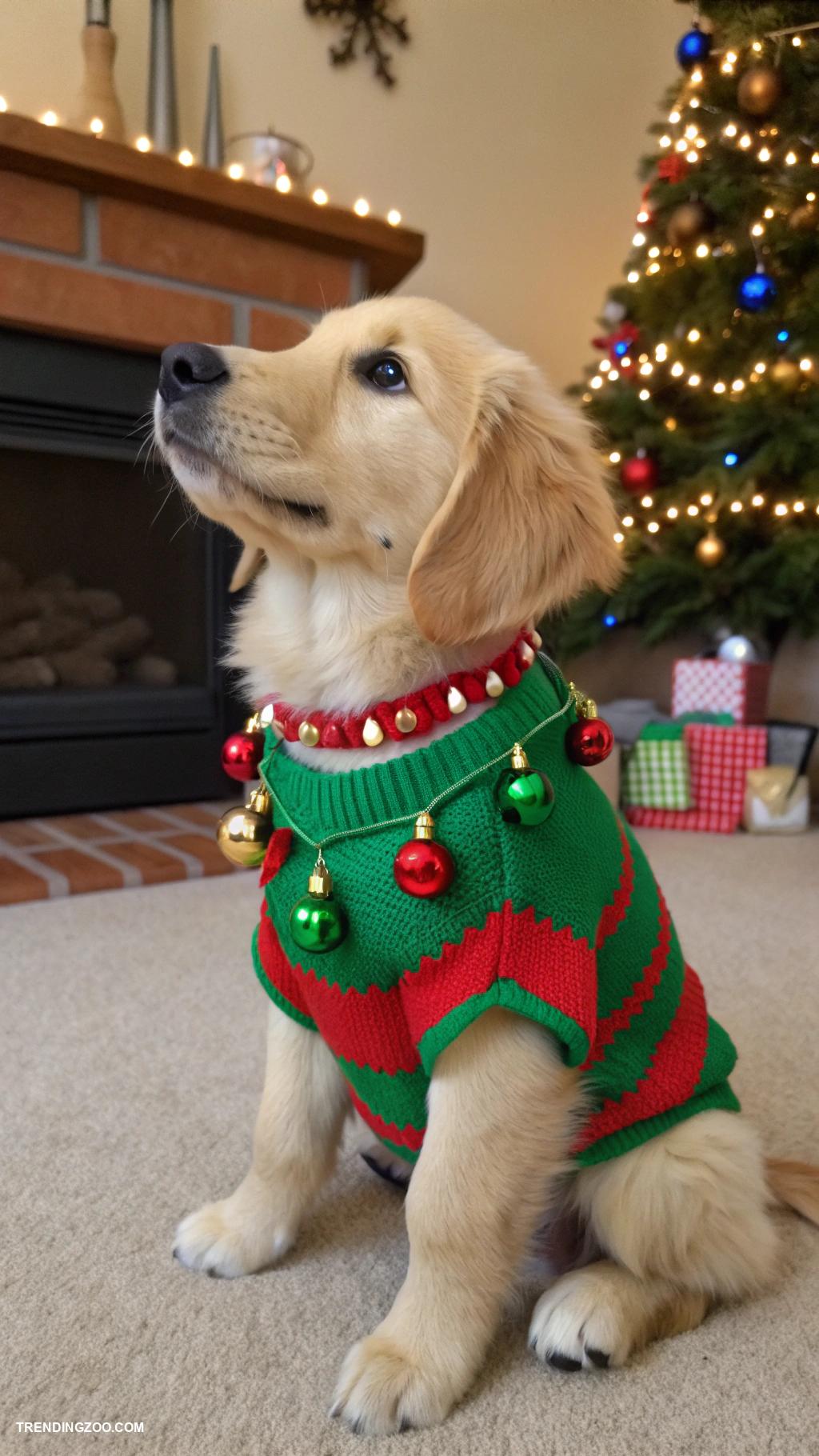 christmas dog outfits Elf sweater with jingle bells