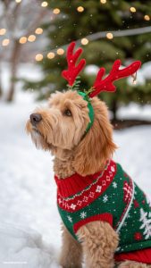 christmas dog outfits Reindeer antlers with a red nose