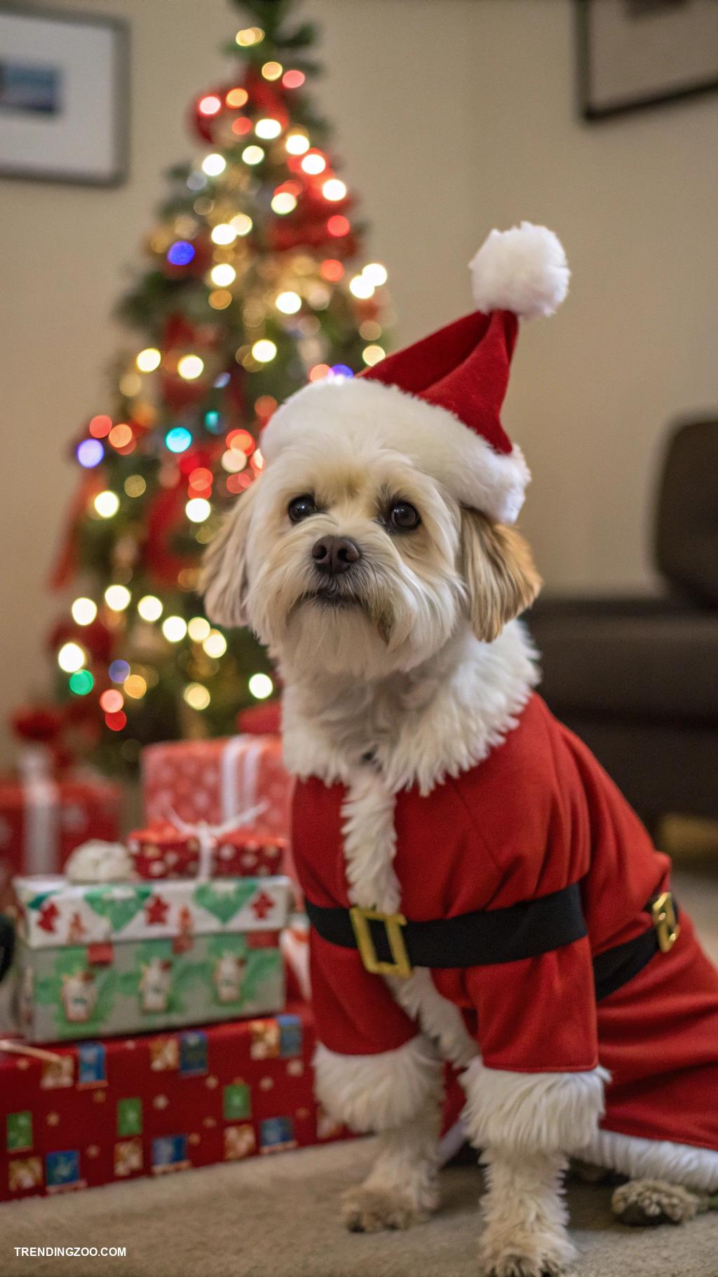 christmas dog outfits Santa Claus costume with matching hat