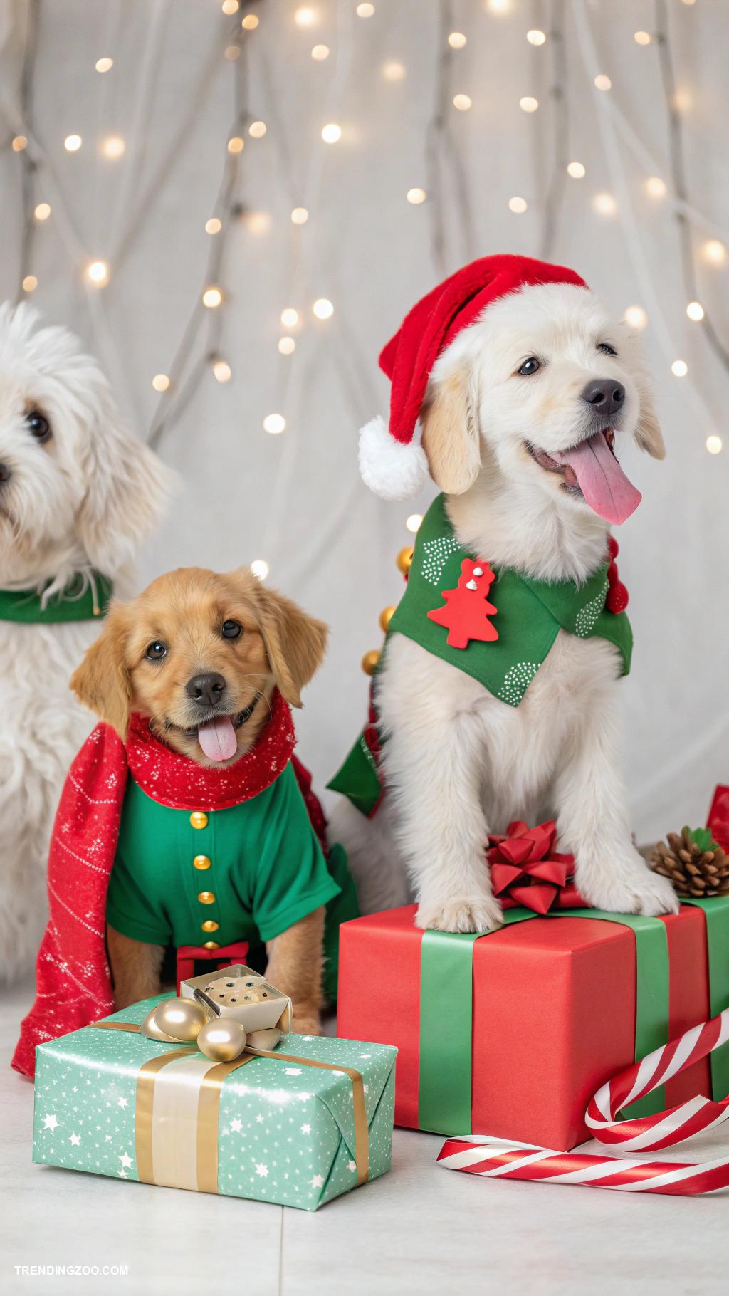 christmas puppies Puppy photo shoot in holiday outfits