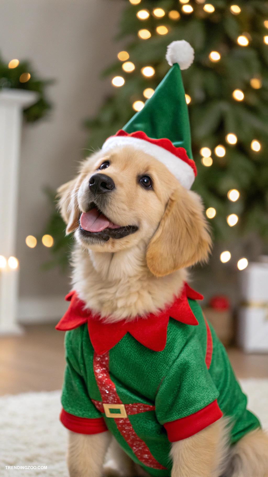 christmas puppy outfits Elf outfit with pointy hat and collar