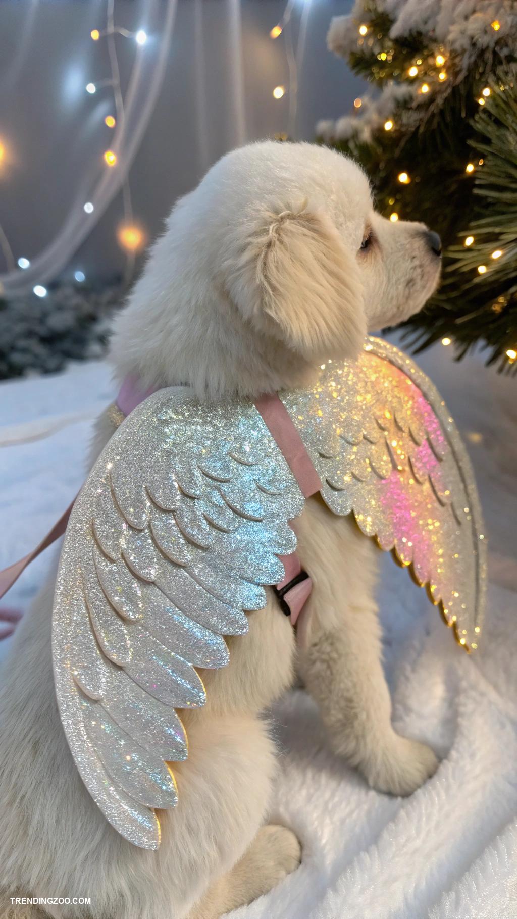 christmas puppy outfits Glittery angel wings for heavenly pets