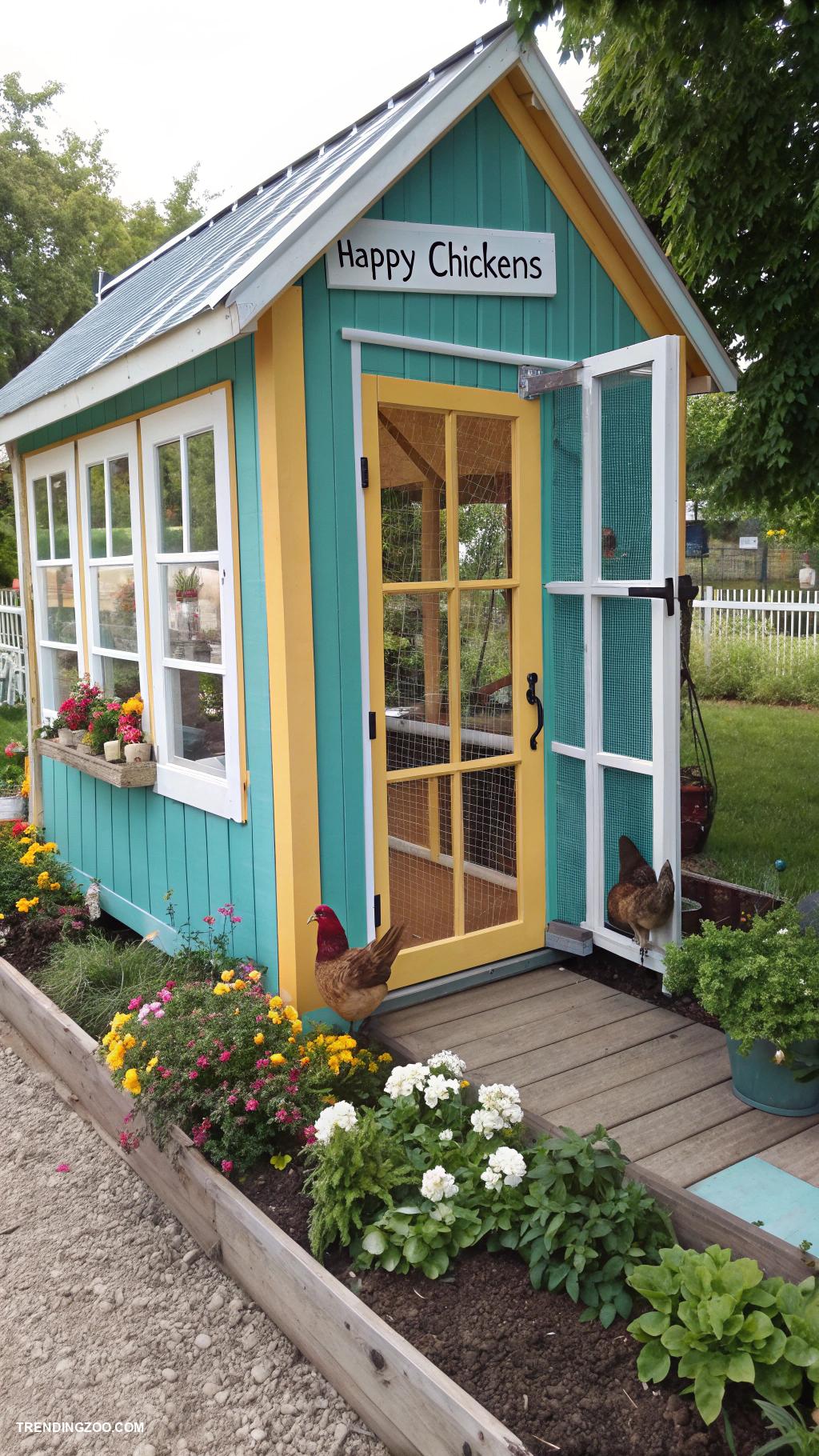 colorful chicken coops Brightly colored metal shed chicken house