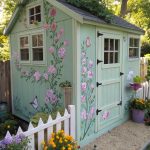 colorful chicken coops Pastel painted coop with flower decor