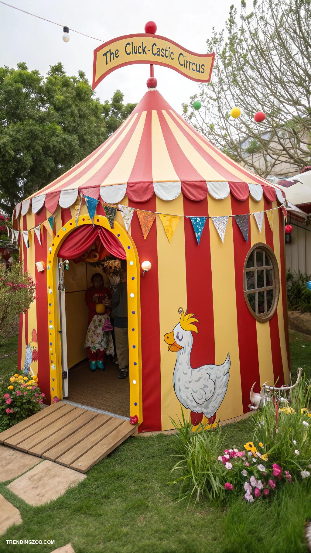 colorful chicken coops Playful circus themed chicken coop in vivid colors