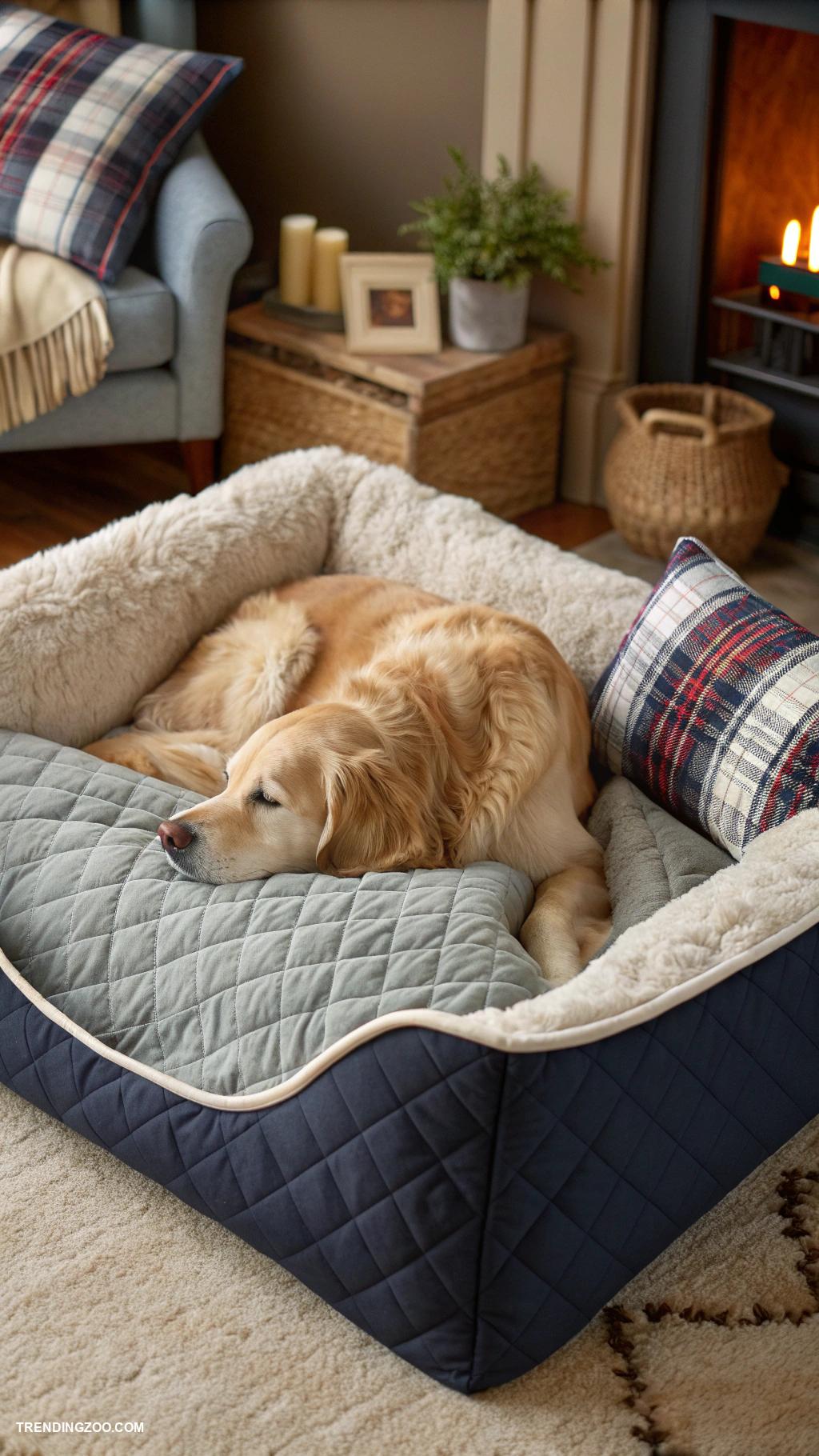 cozy winter dog beds Sherpa lined quilted blanket bed