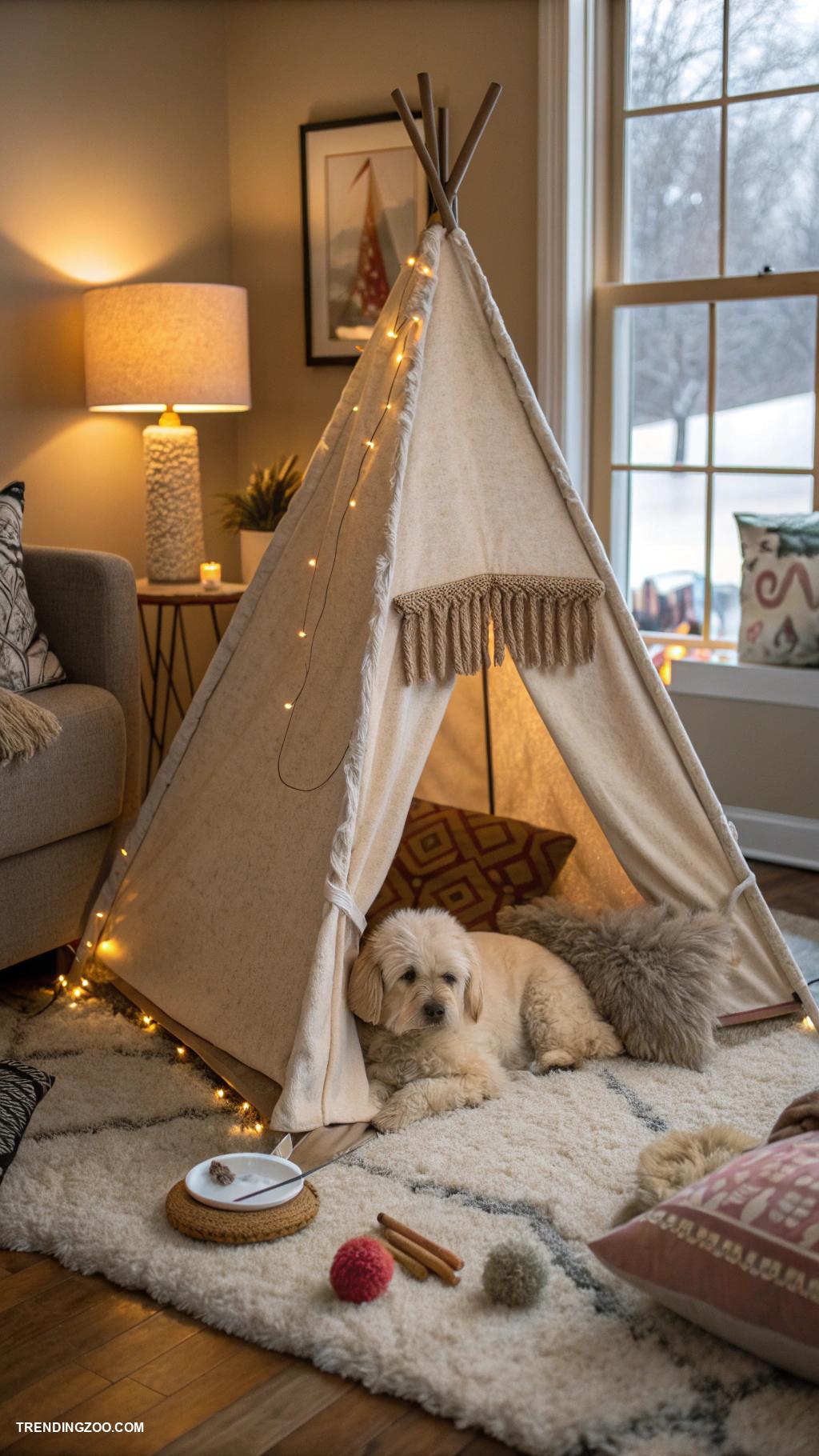 cozy winter dog beds Tent style pet hideaway