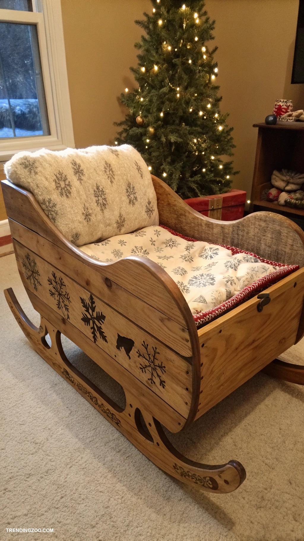 cozy winter dog beds Wooden dog sled bed
