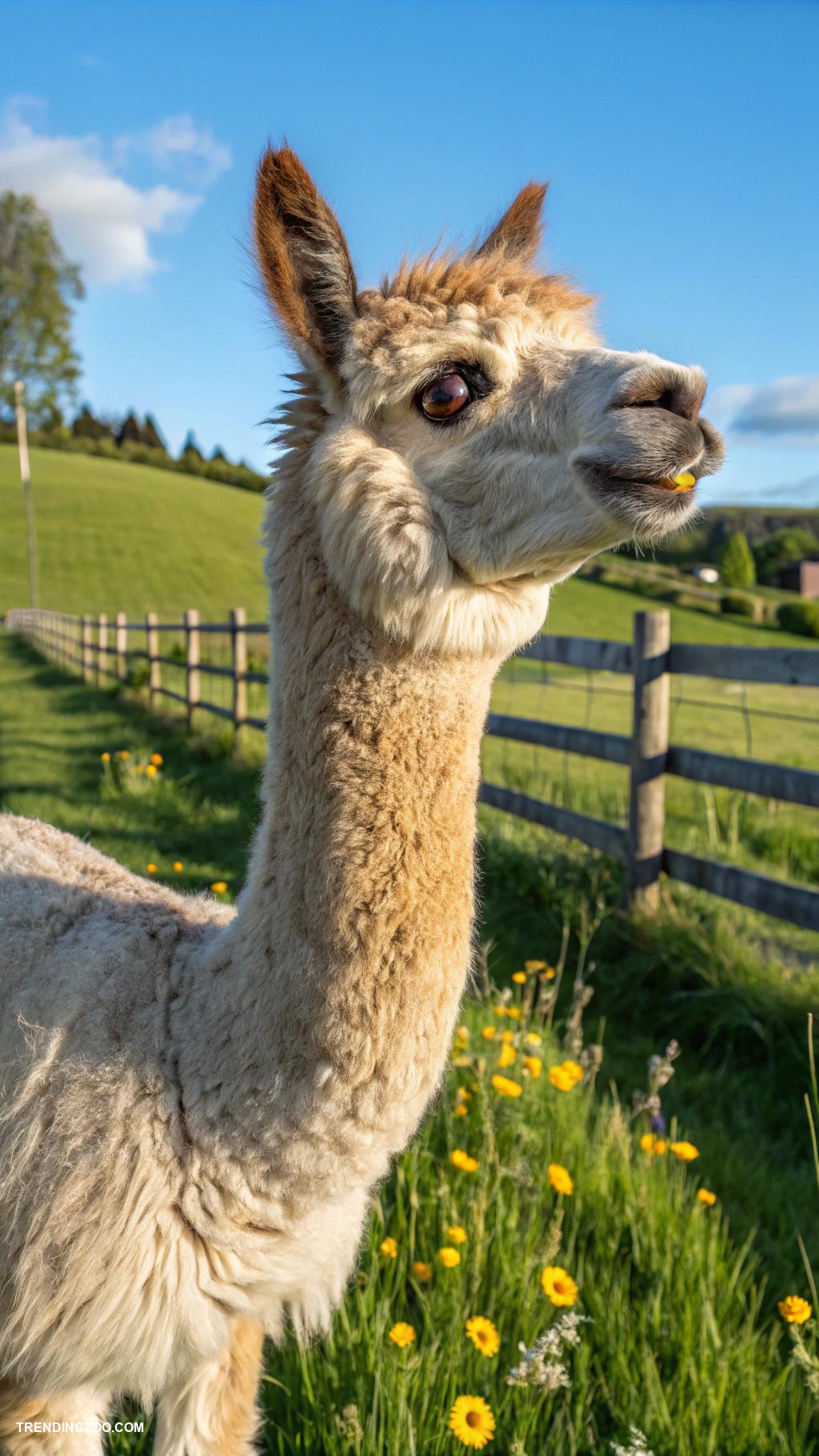 cute farm animals Curious alpacas with fluffy fleece