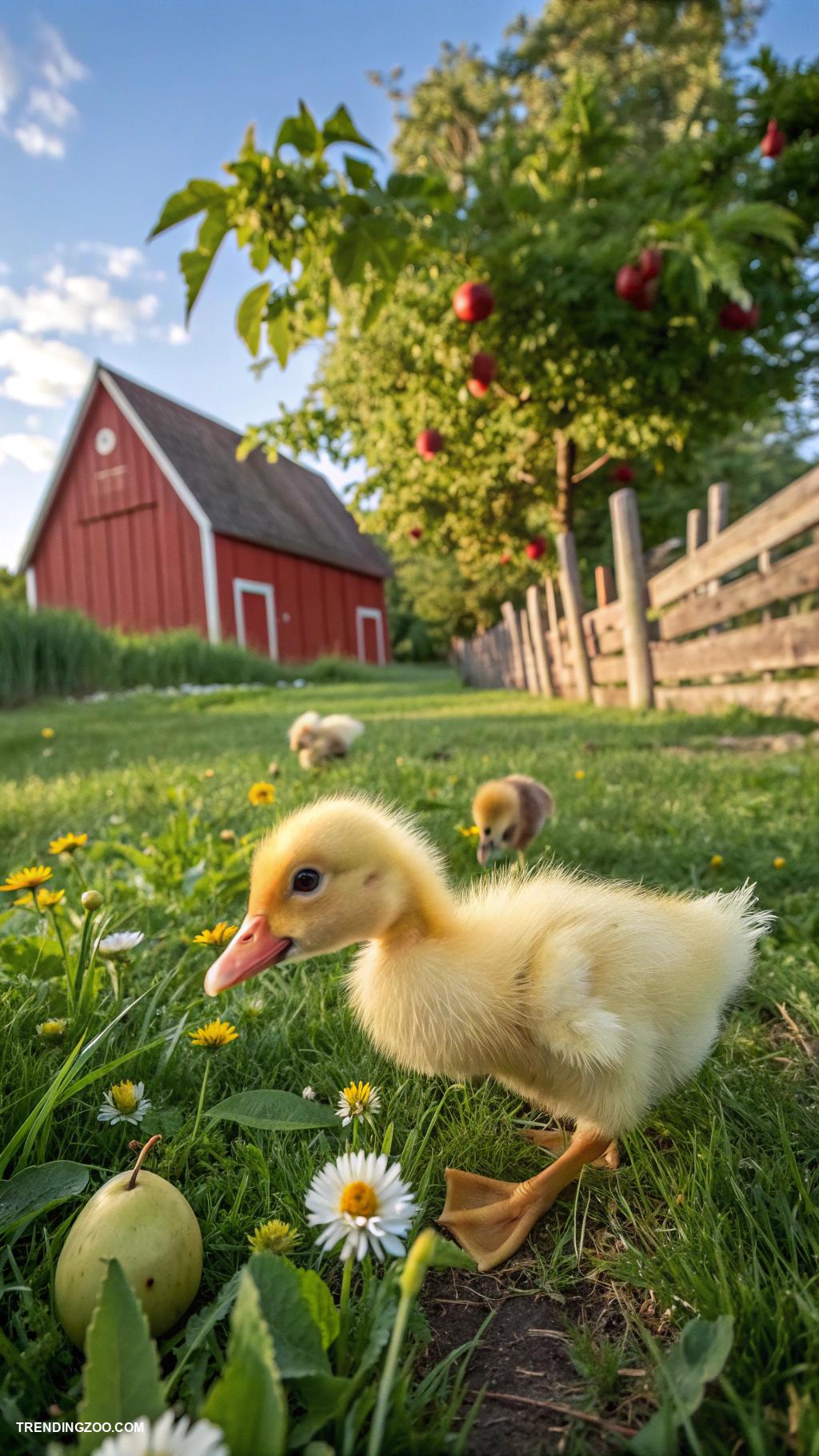 cute farm animals Sweet ducklings waddling around the farm