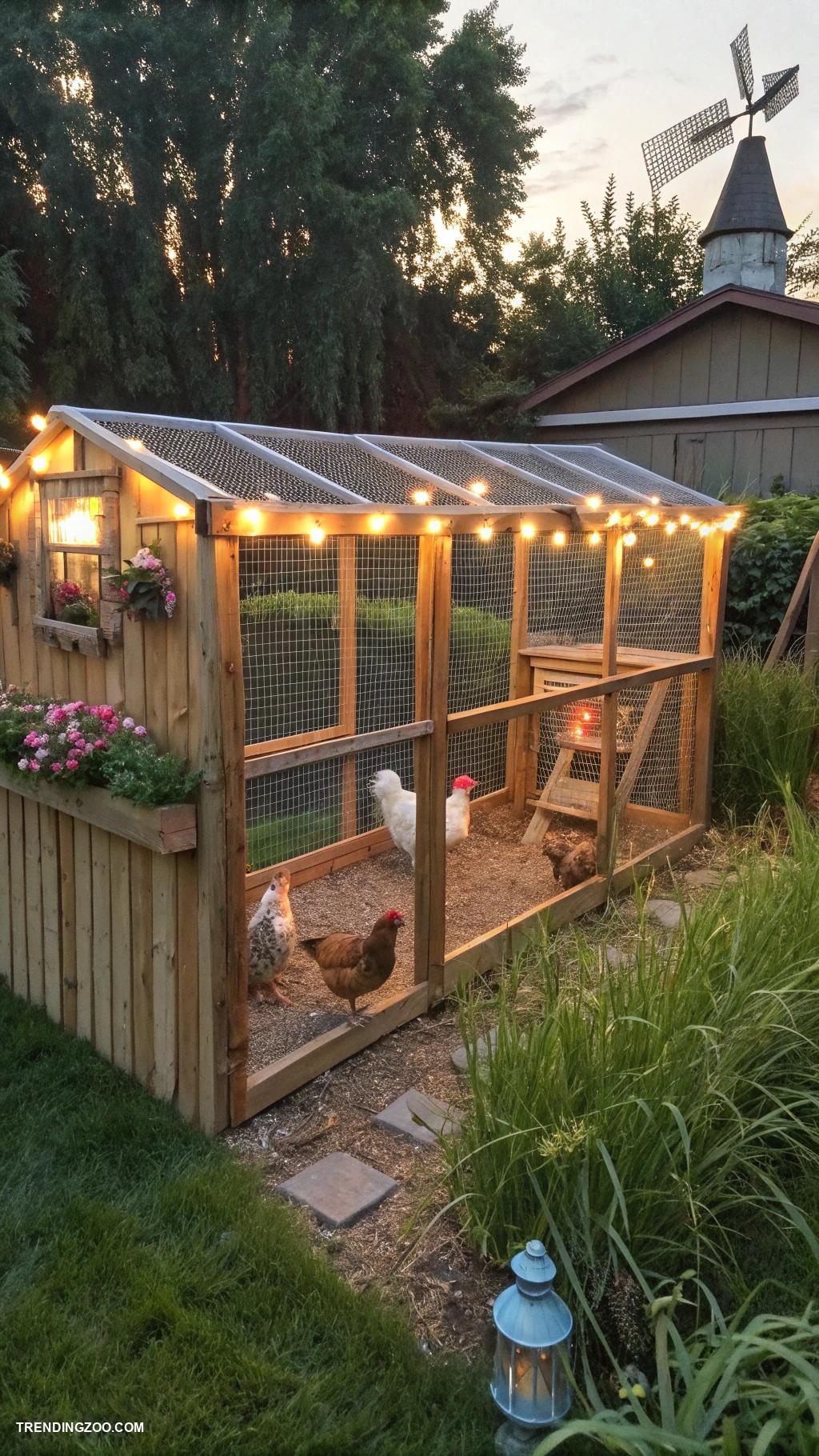 diy chicken pen ideas Chicken pen with solar powered lights