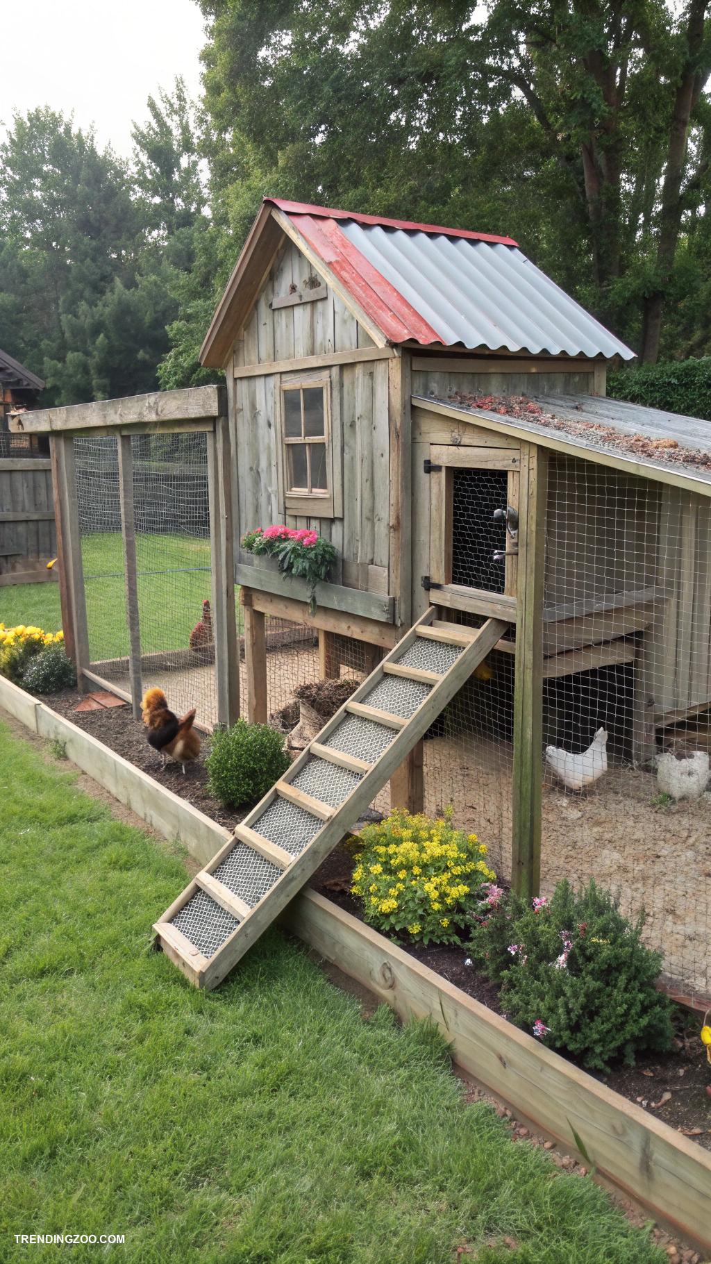diy chicken pen ideas Raised coop with easy access ramp