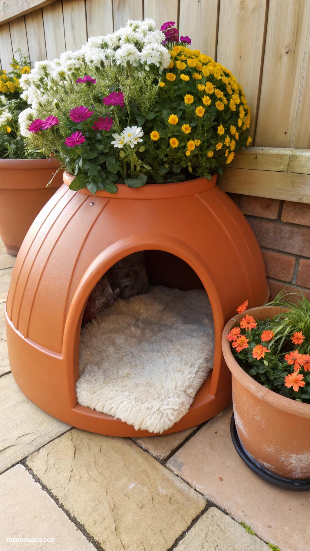 diy insulated cat house Flower pot house with thermal insulation inside
