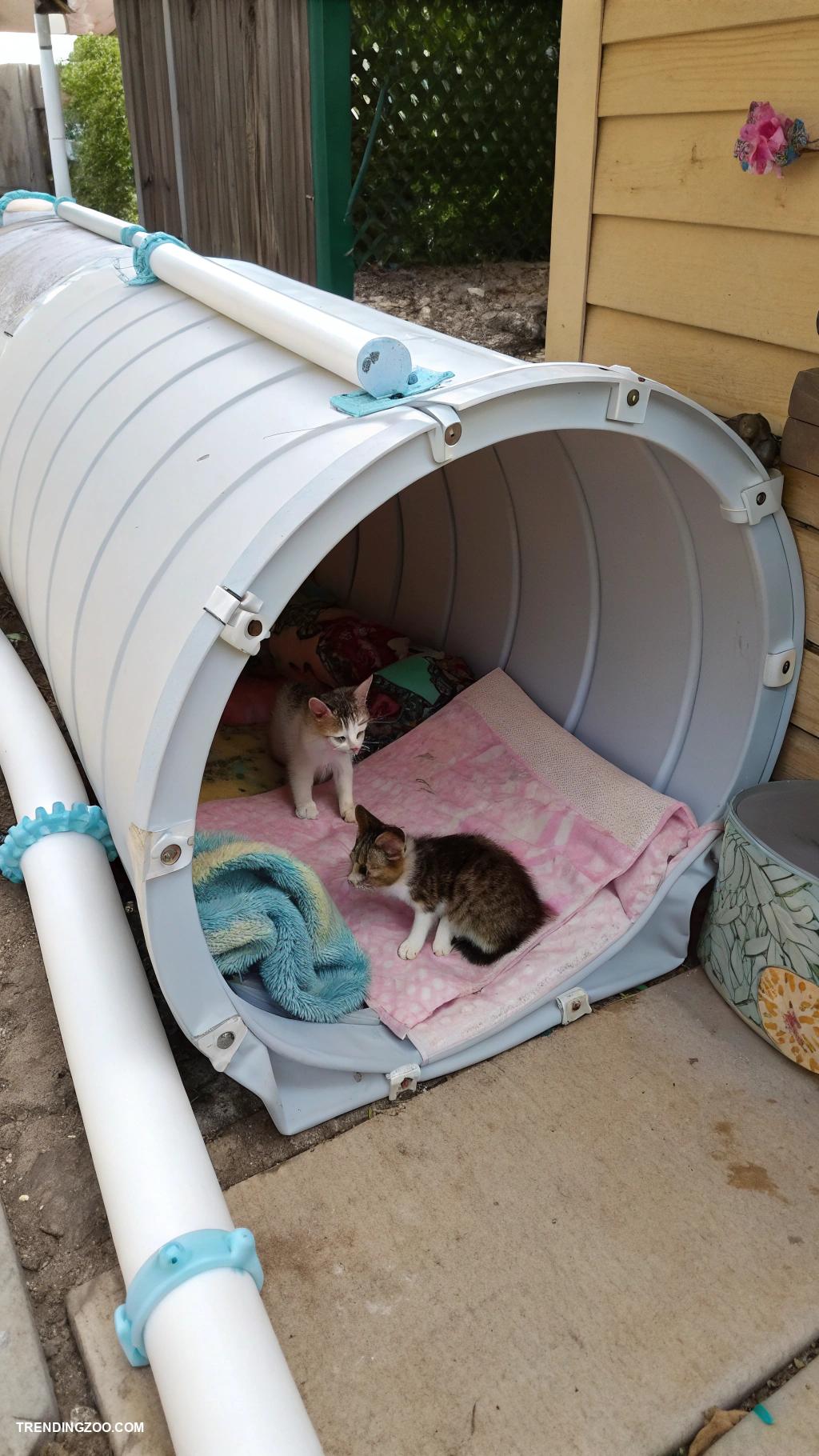 diy insulated cat house PVC pipe tunnel with insulated enclosure