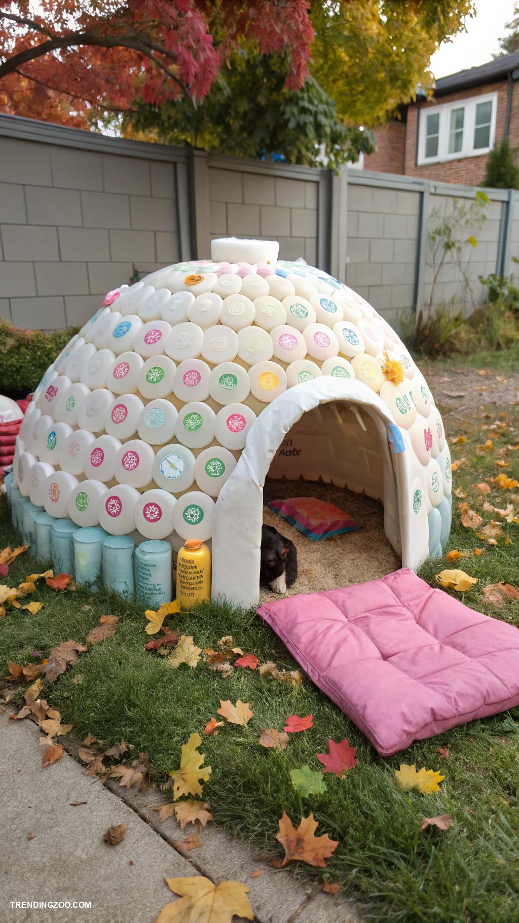 diy insulated cat house Pet igloo made from recycled plastic jugs