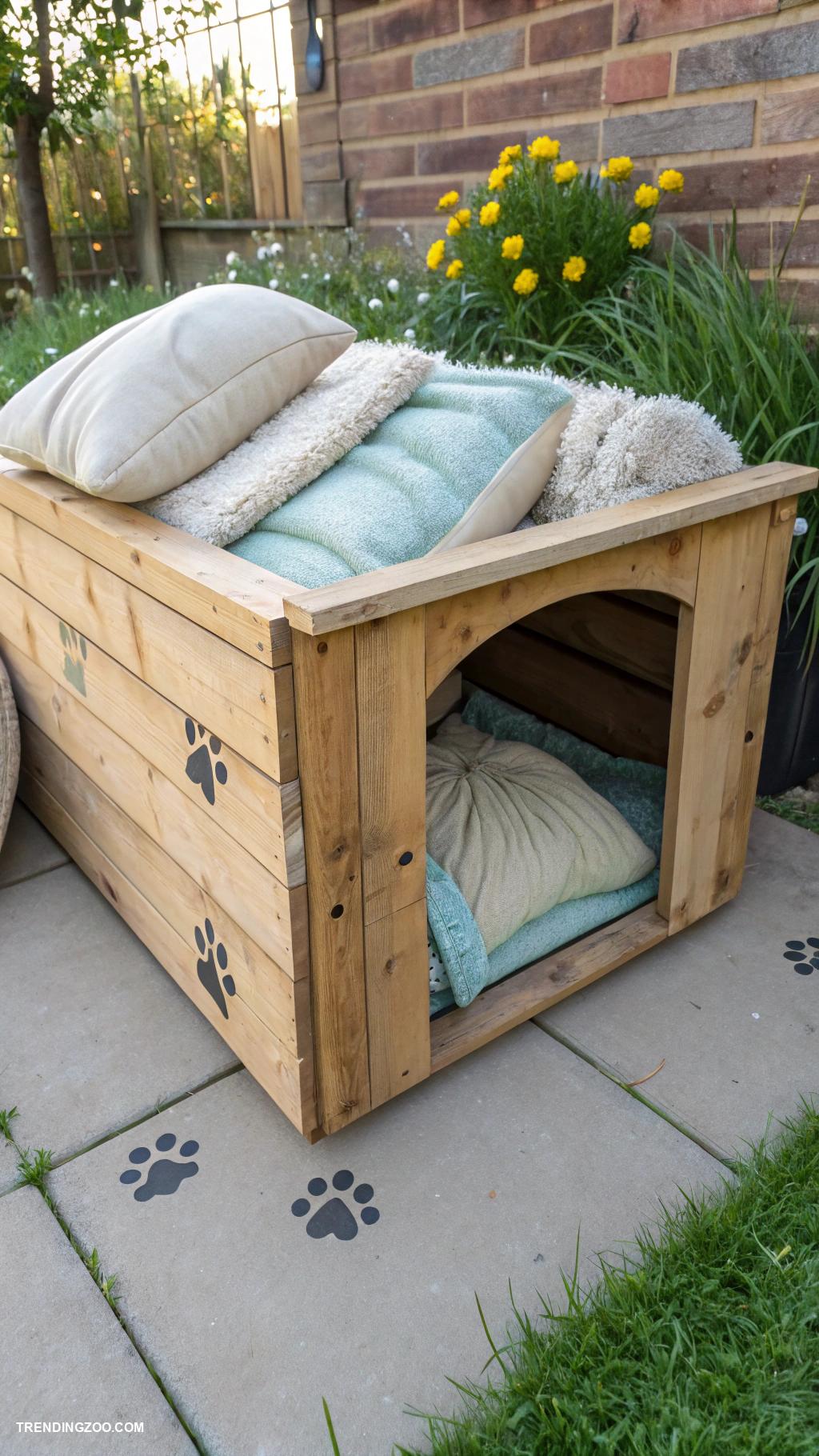diy insulated cat house Sofa cushions stuffed inside a wooden crate