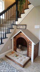 dog bed under stairs Custom built dog house under stairs