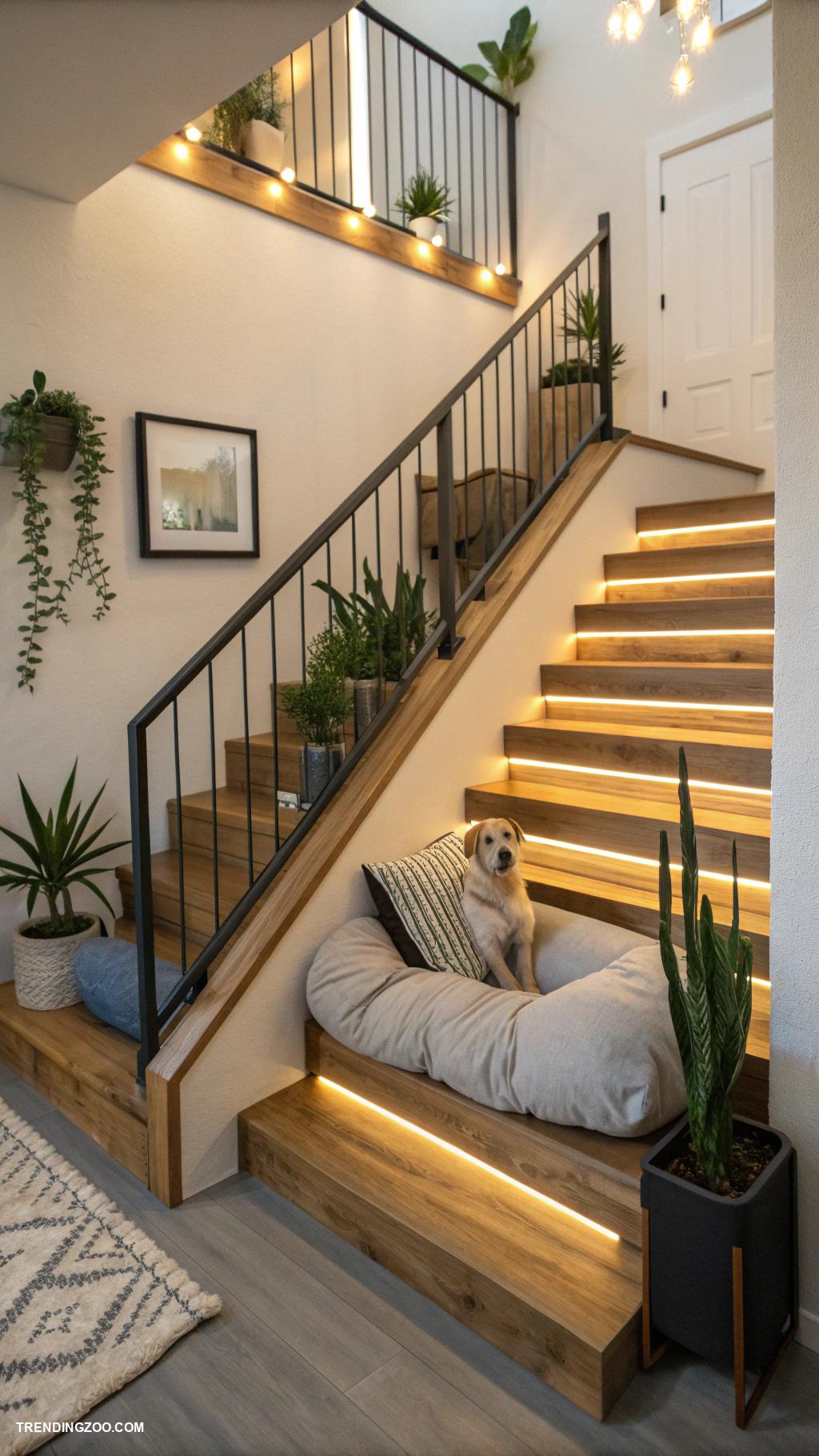 dog bed under stairs Pet friendly staircase with bed integration