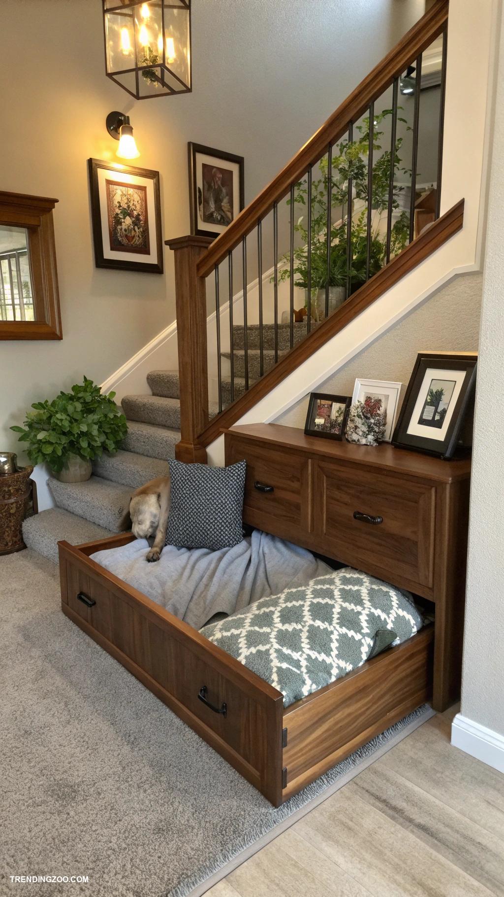 dog bed under stairs Stylish drawer pull out dog bed