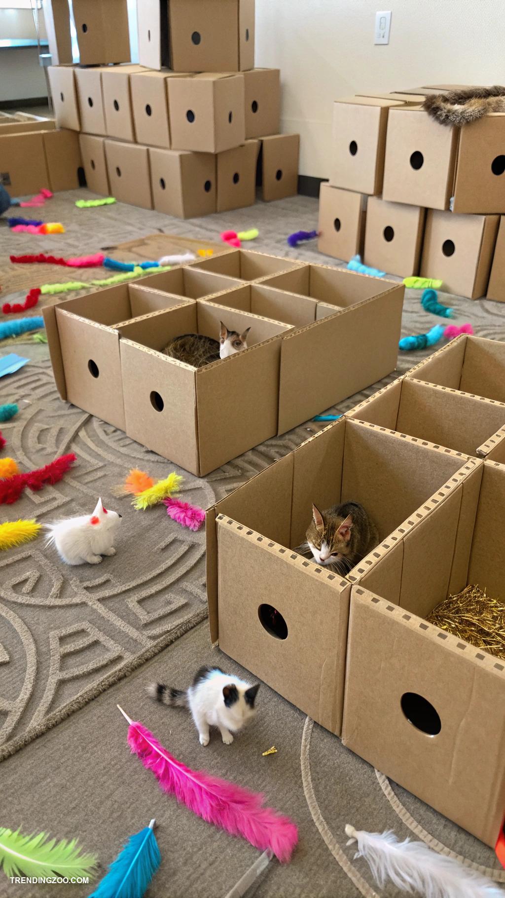indoor cat playground ideas Cardboard box maze for exploration