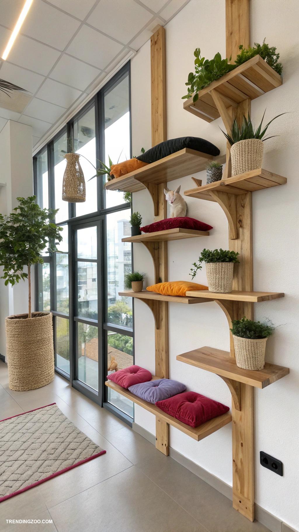 indoor cat playground ideas Wall shelves for climbing and lounging