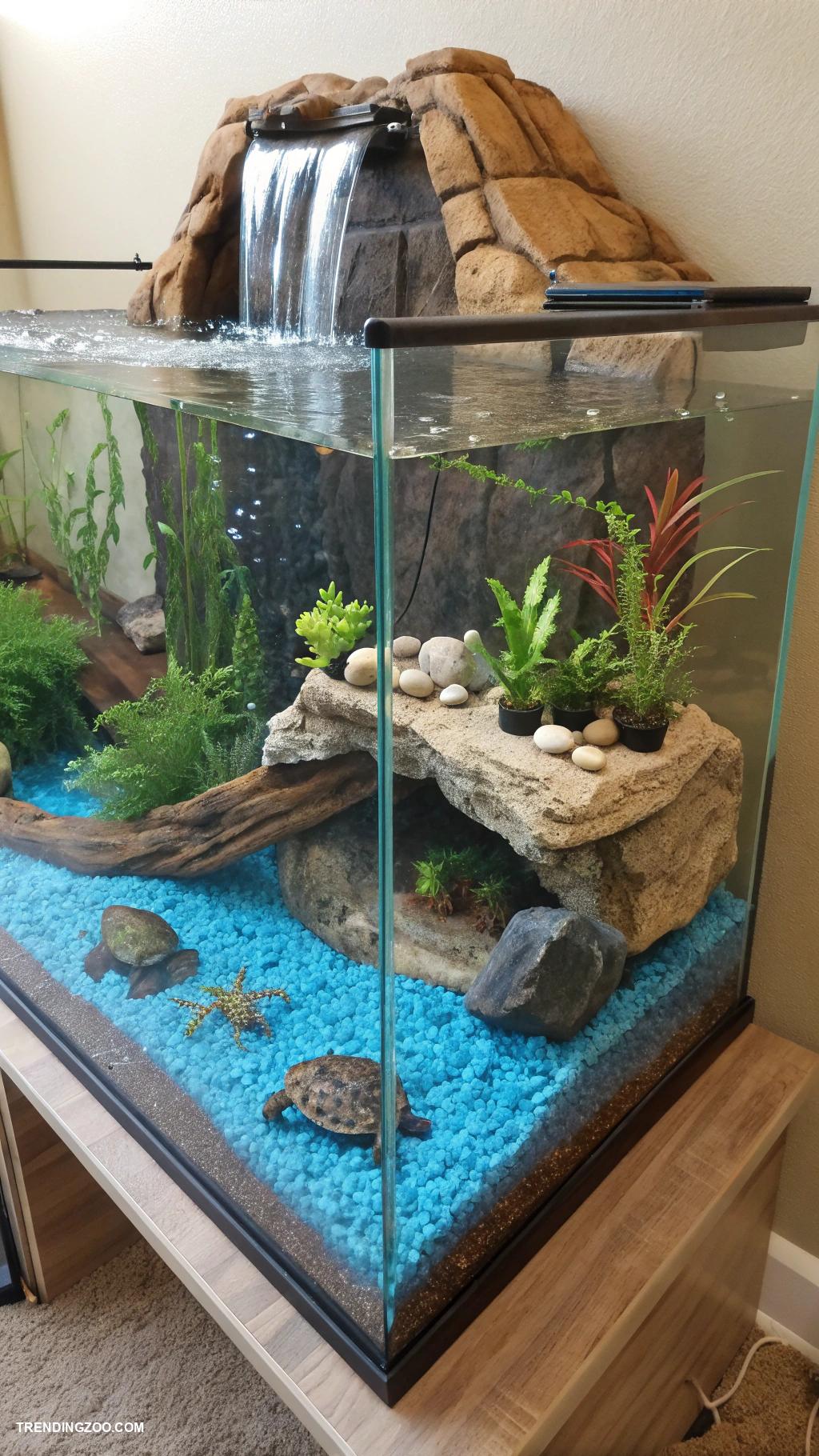 turtle terrarium ideas Aquatic themed terrarium with water features