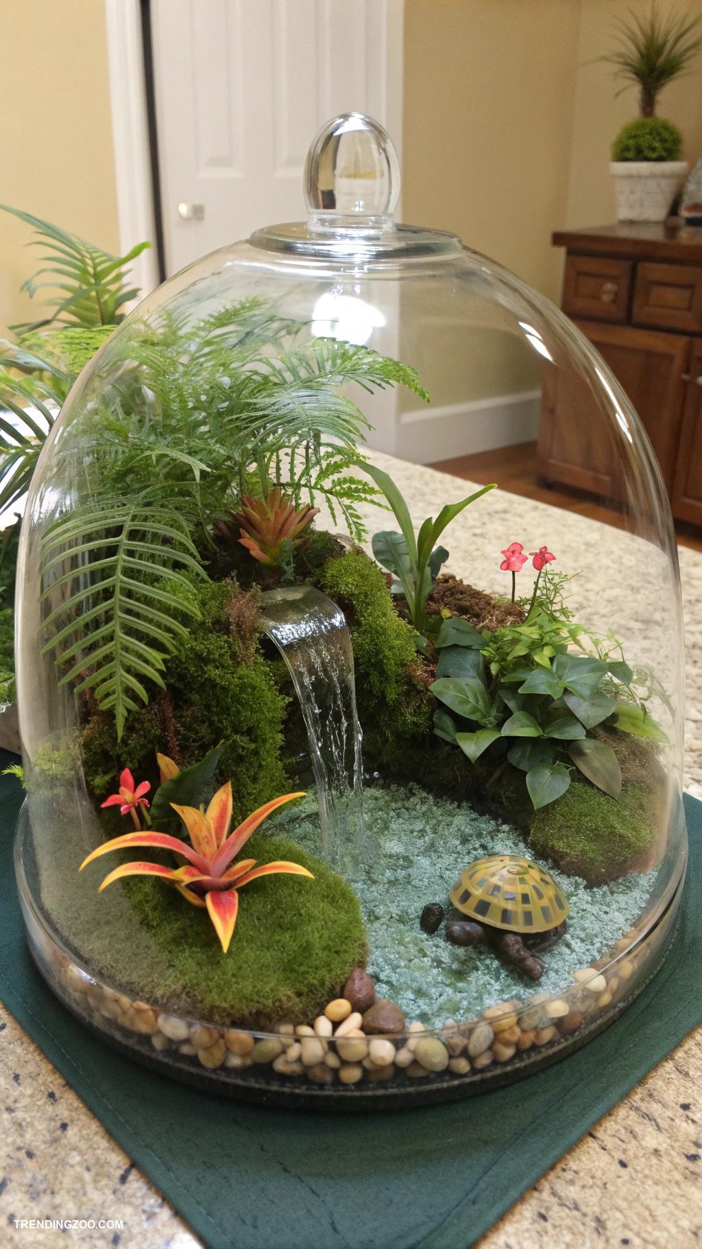 turtle terrarium ideas Miniature rainforest with tropical plants