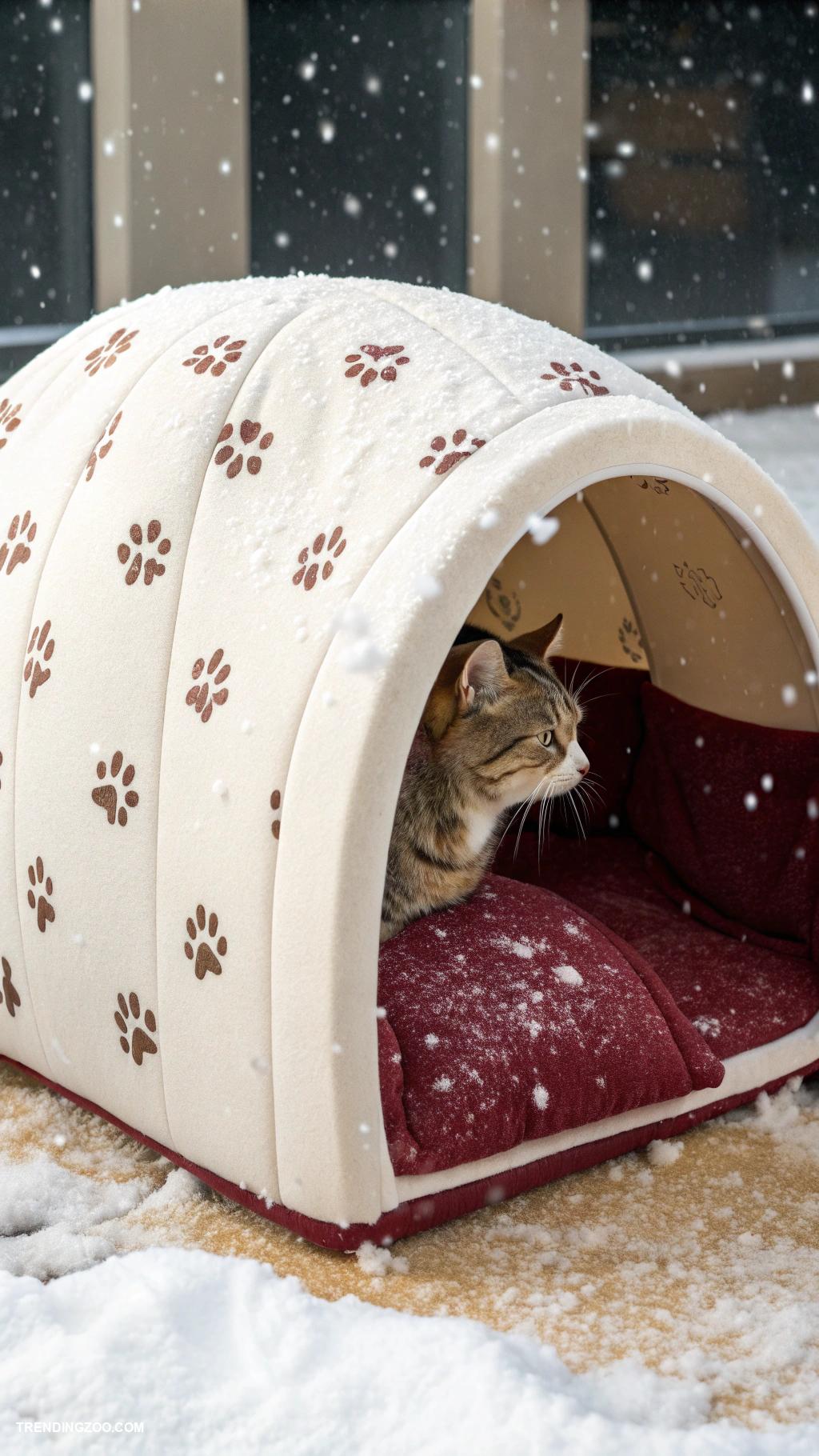 winter cat shelter ideas Fleece lined igloo style cat shelters