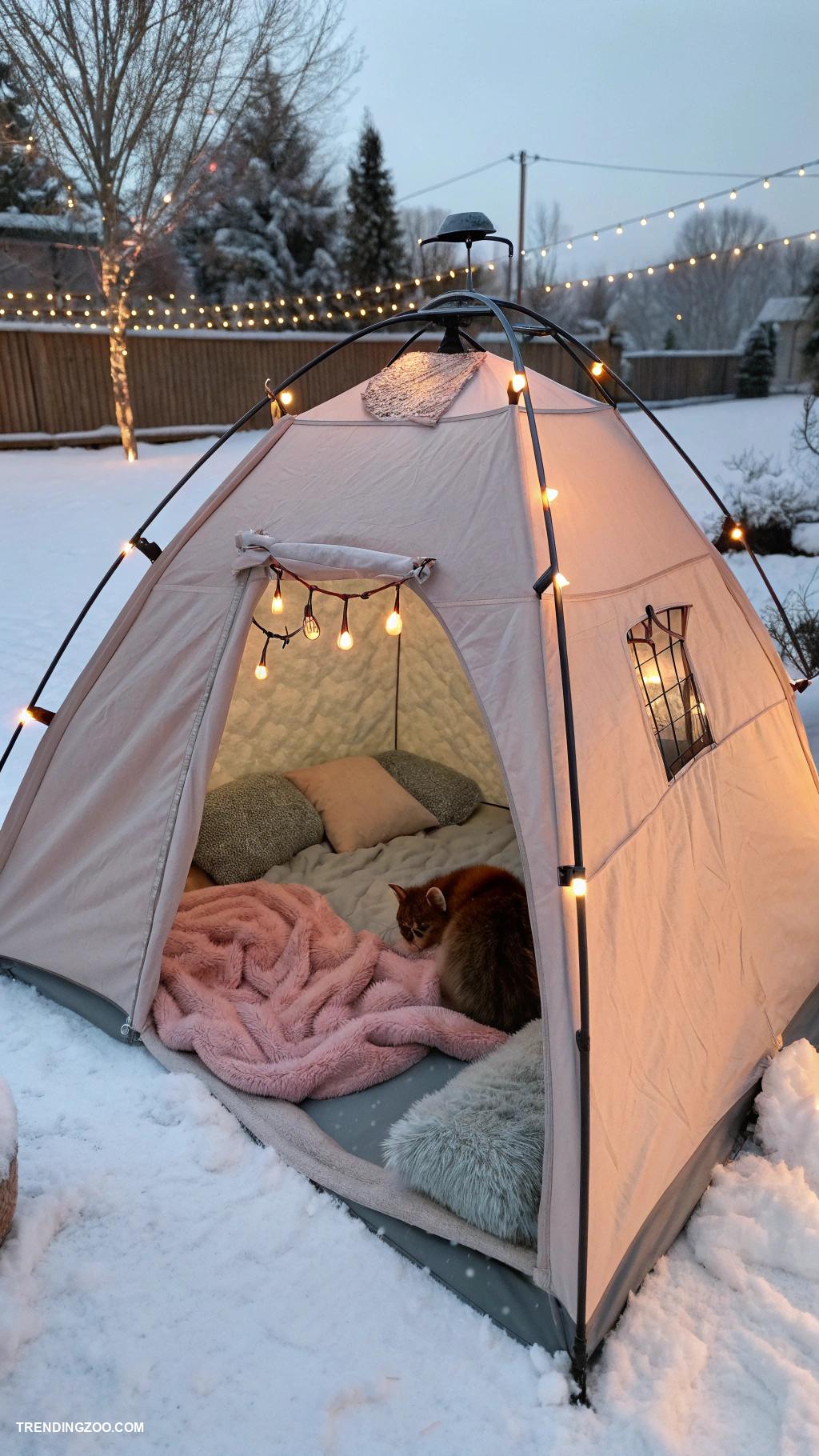 winter cat shelter ideas Outdoor insulated tents with thick bedding