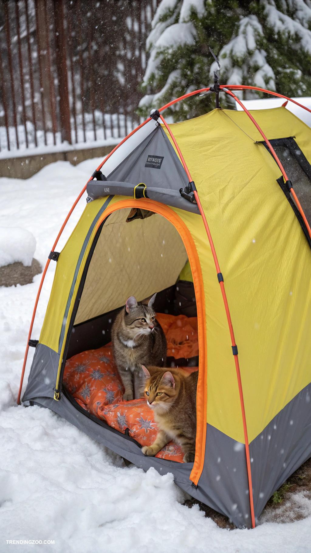 winter cat shelter ideas Weatherproof fabric tents for easy setup