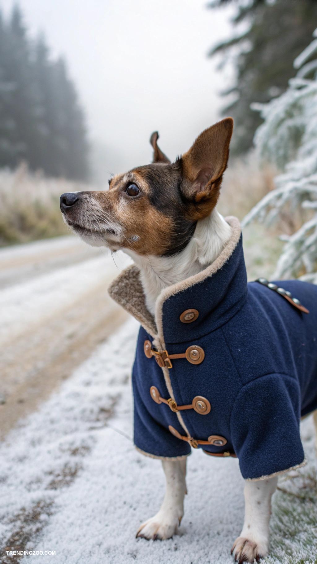 winter dog outfits Classic wool coat with toggle buttons