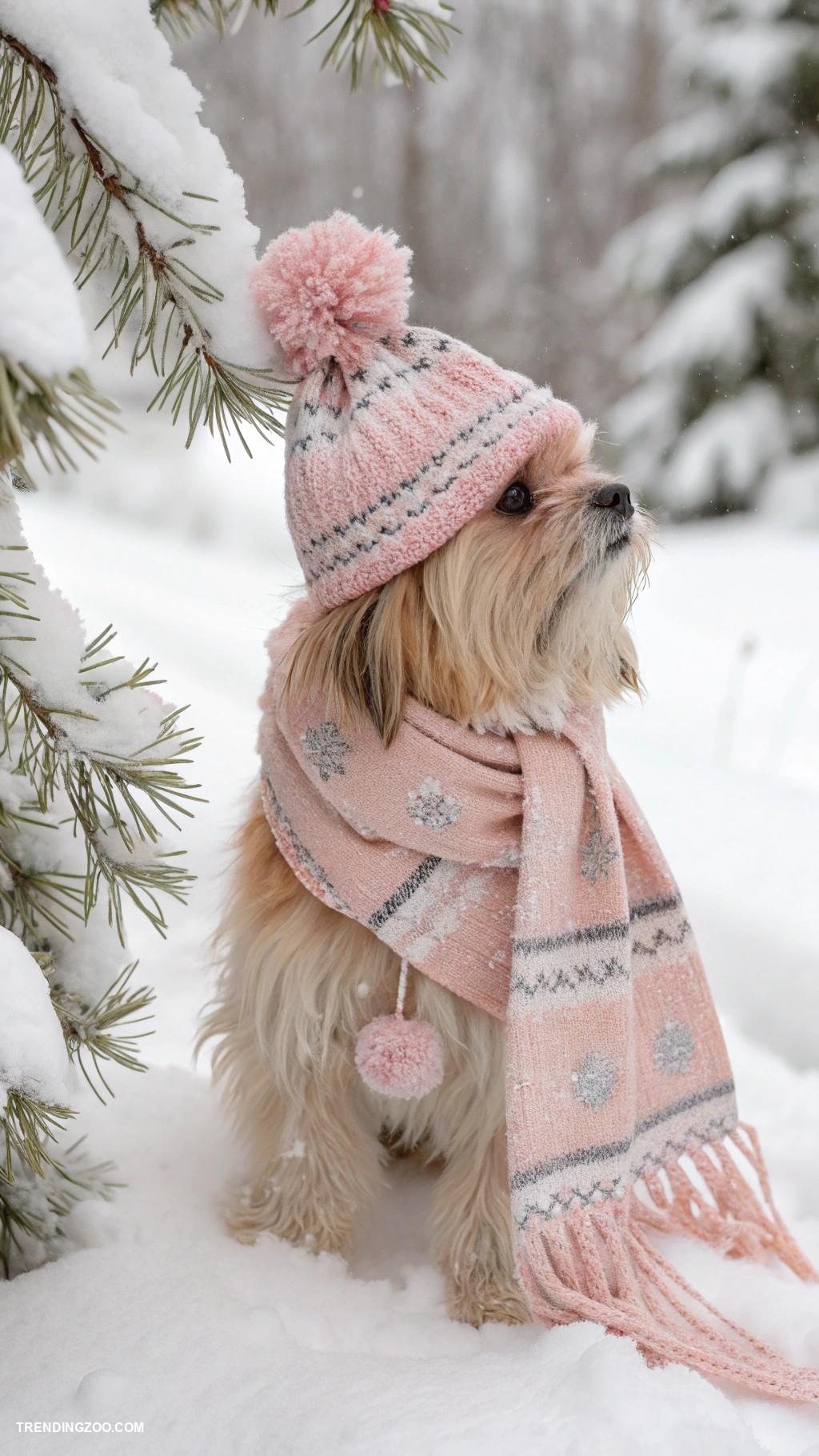winter dog outfits Cute beanie with matching scarf set