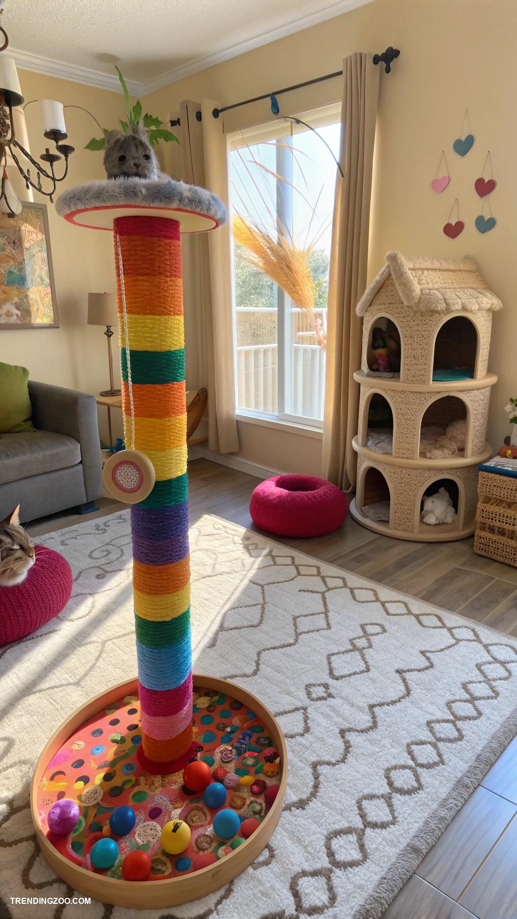 cat living room ideas Interactive play zone with toys