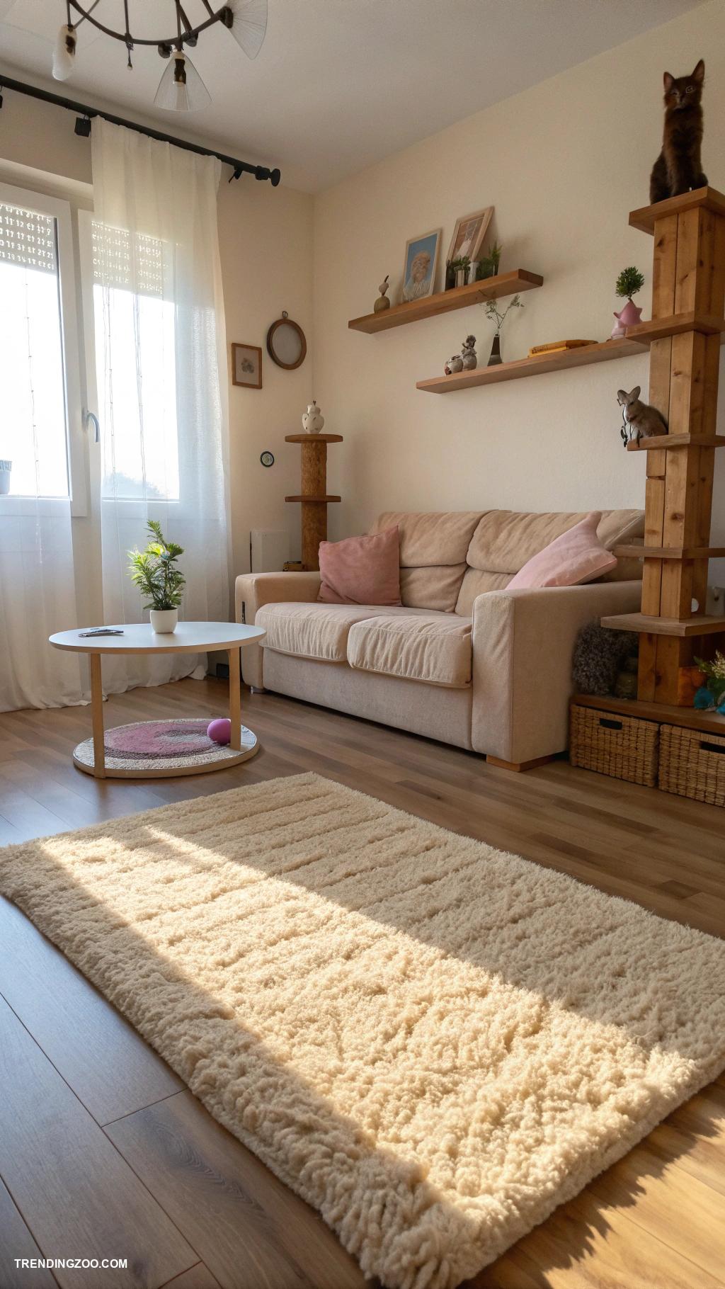 cat living room ideas Soft rugs for comfort and traction