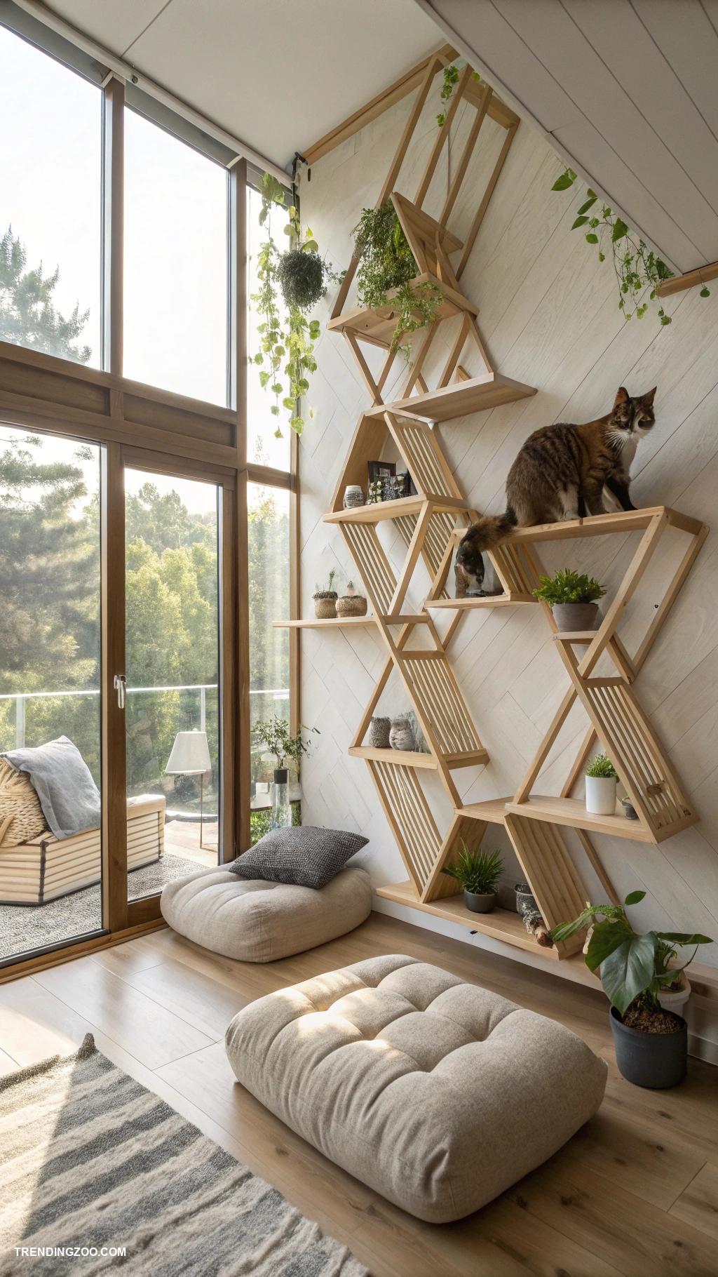 cat living room ideas Wall shelves for climbing and exploring