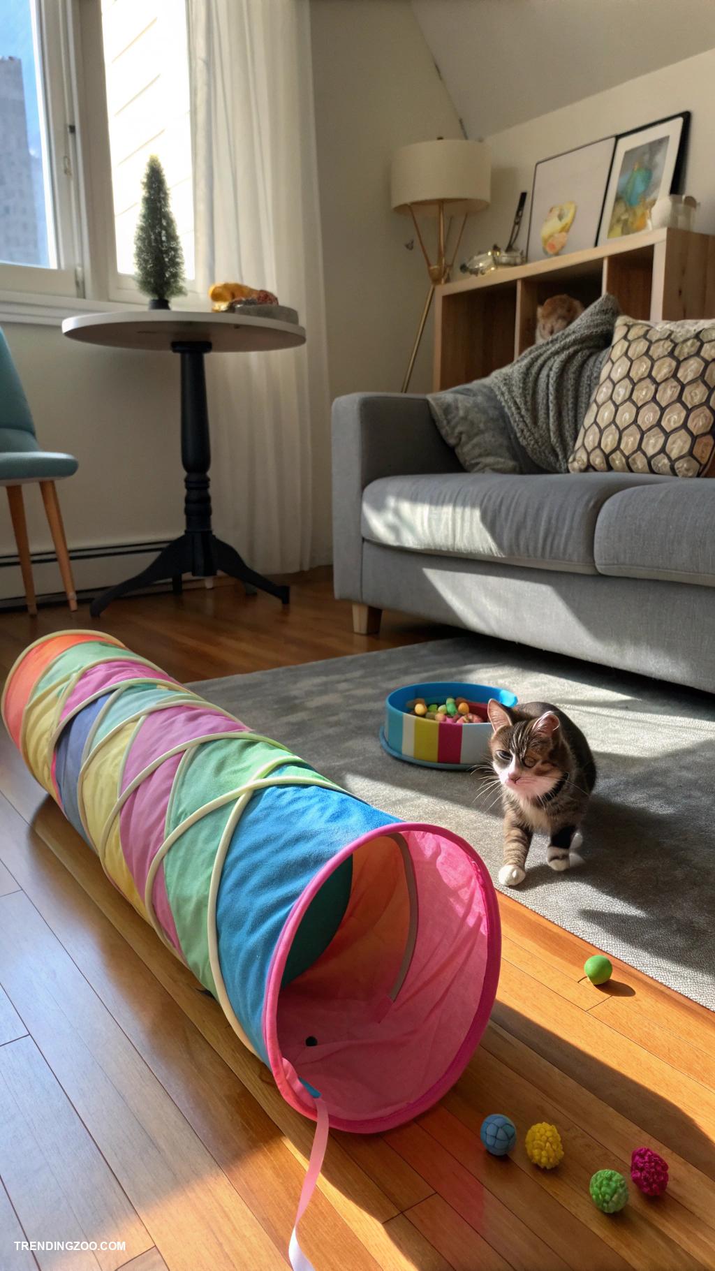 cat living space ideas Cat tunnel through furniture