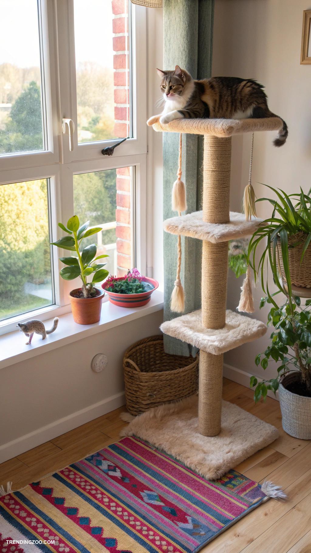 cat living space ideas Cozy cat tree by the window