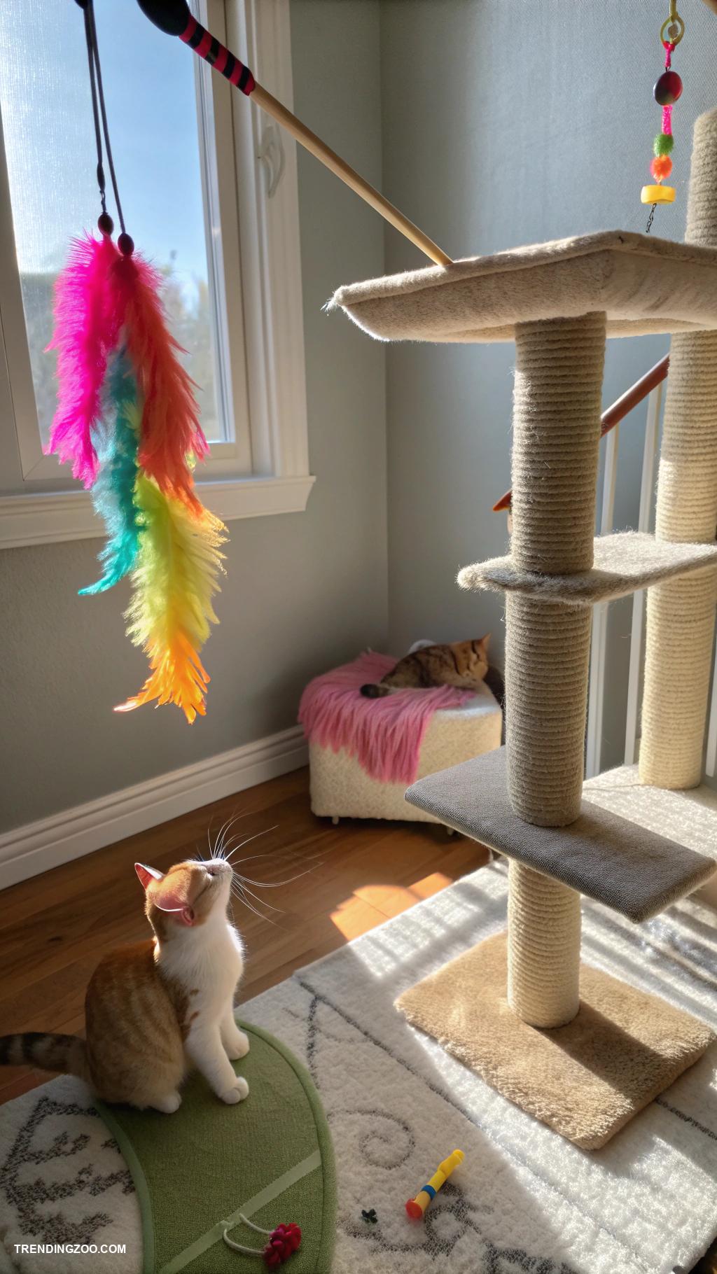 cat living space ideas Interactive toys in designated play area