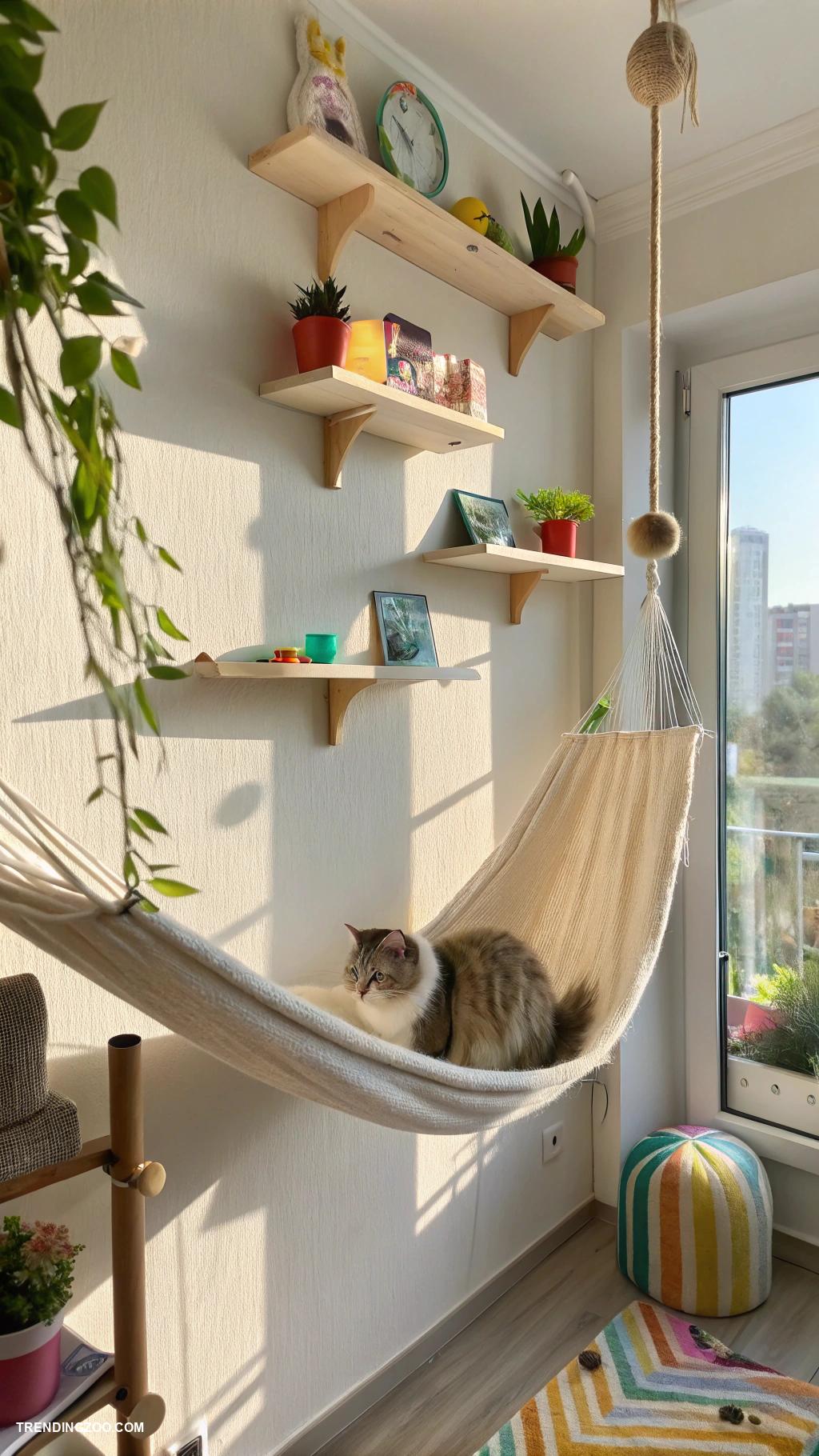 cat wall playground Hanging hammocks for cozy naps