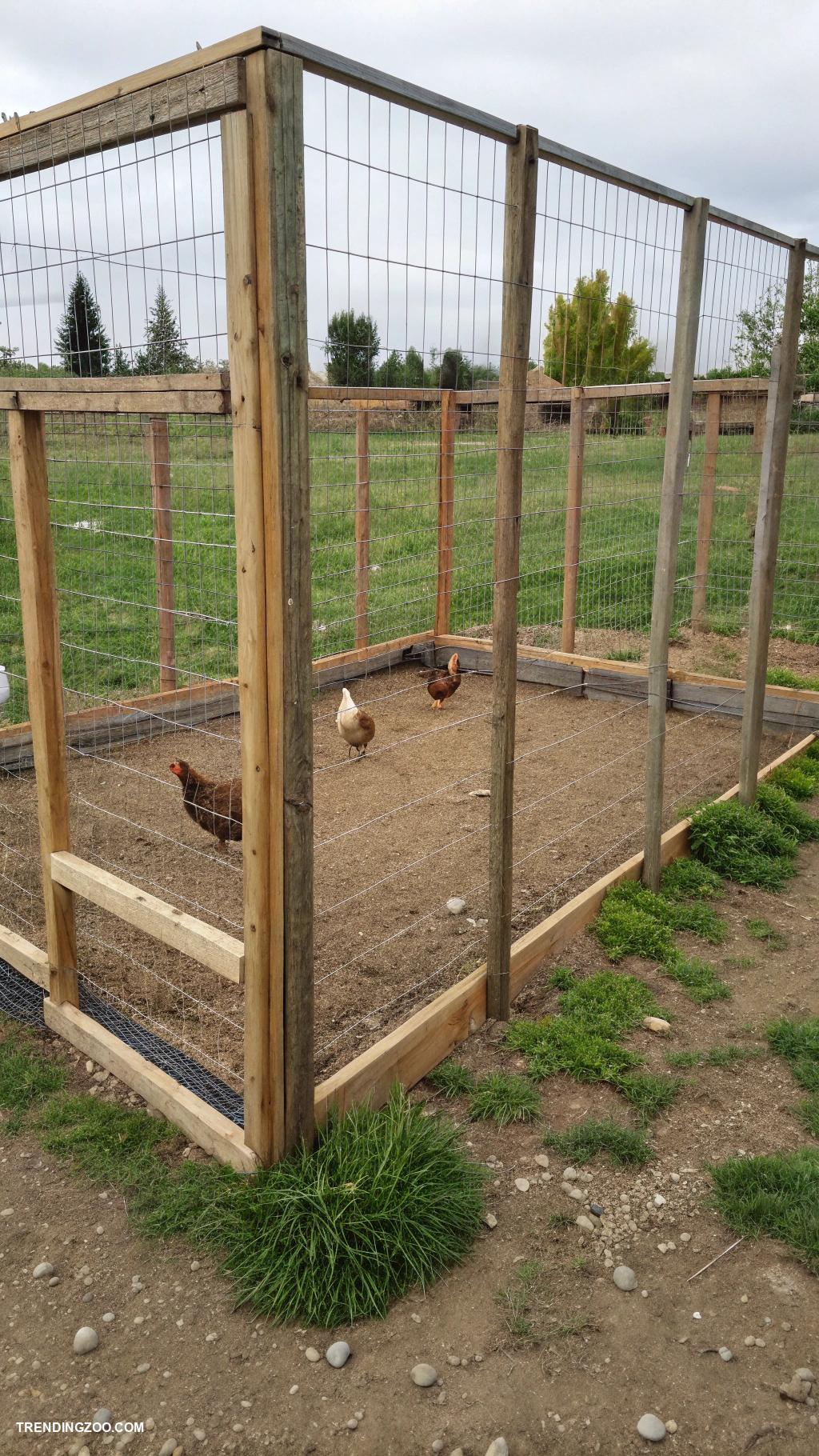 cheap chicken run ideas Create a fenced area with rebar posts