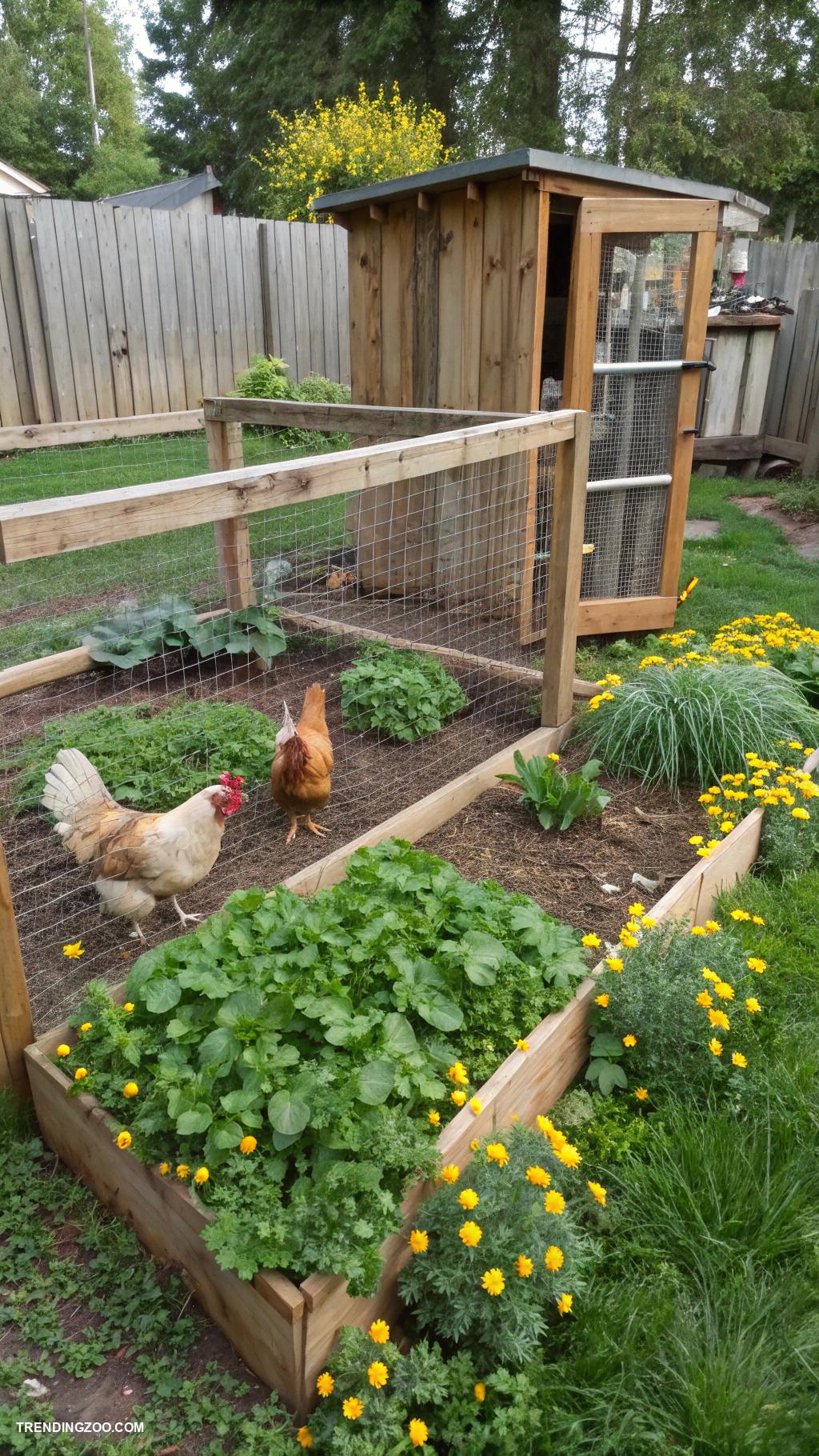 cheap chicken run ideas Incorporate a small garden for chicken forage