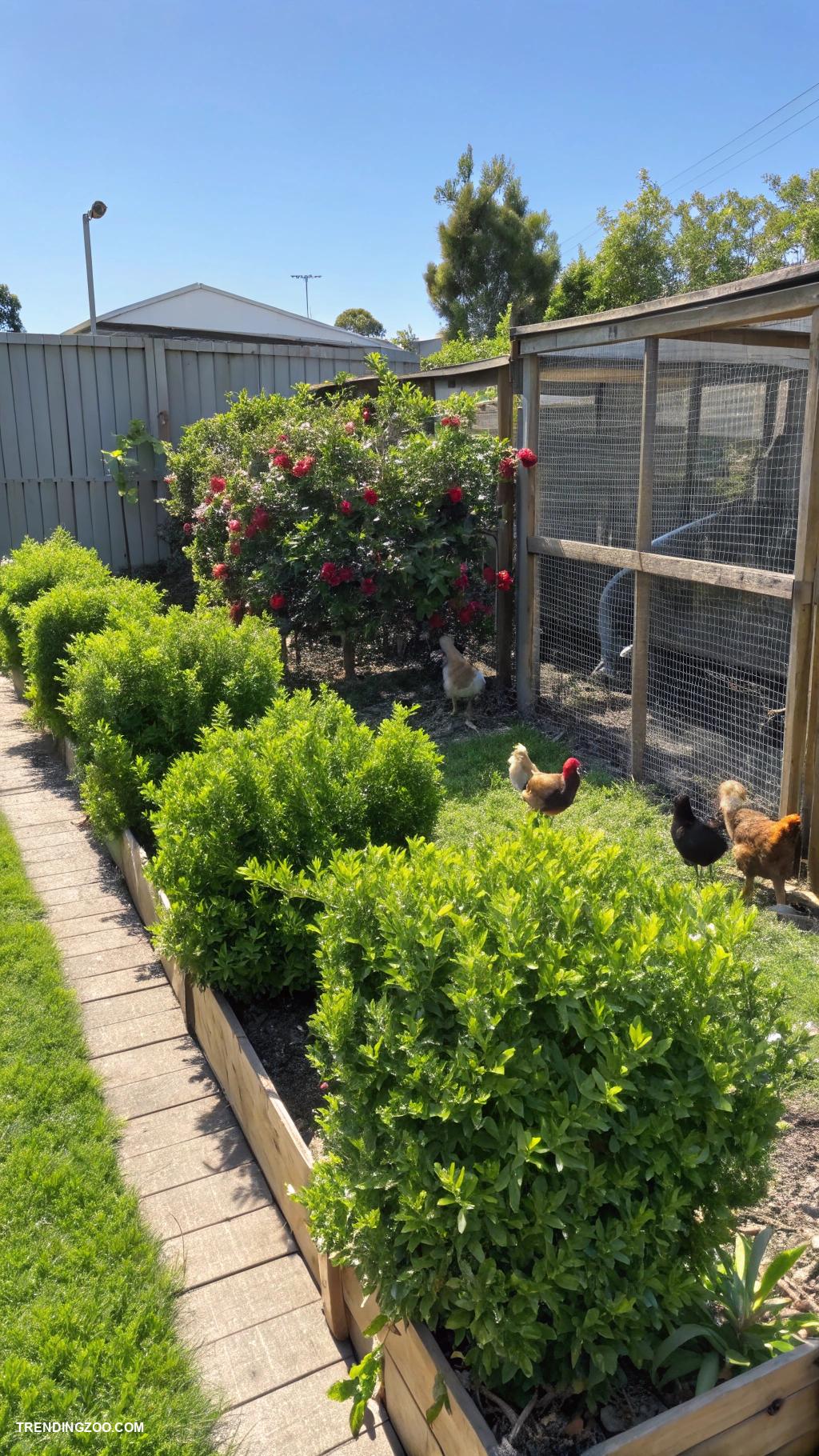 cheap chicken run ideas Plant bushes for natural chicken cover