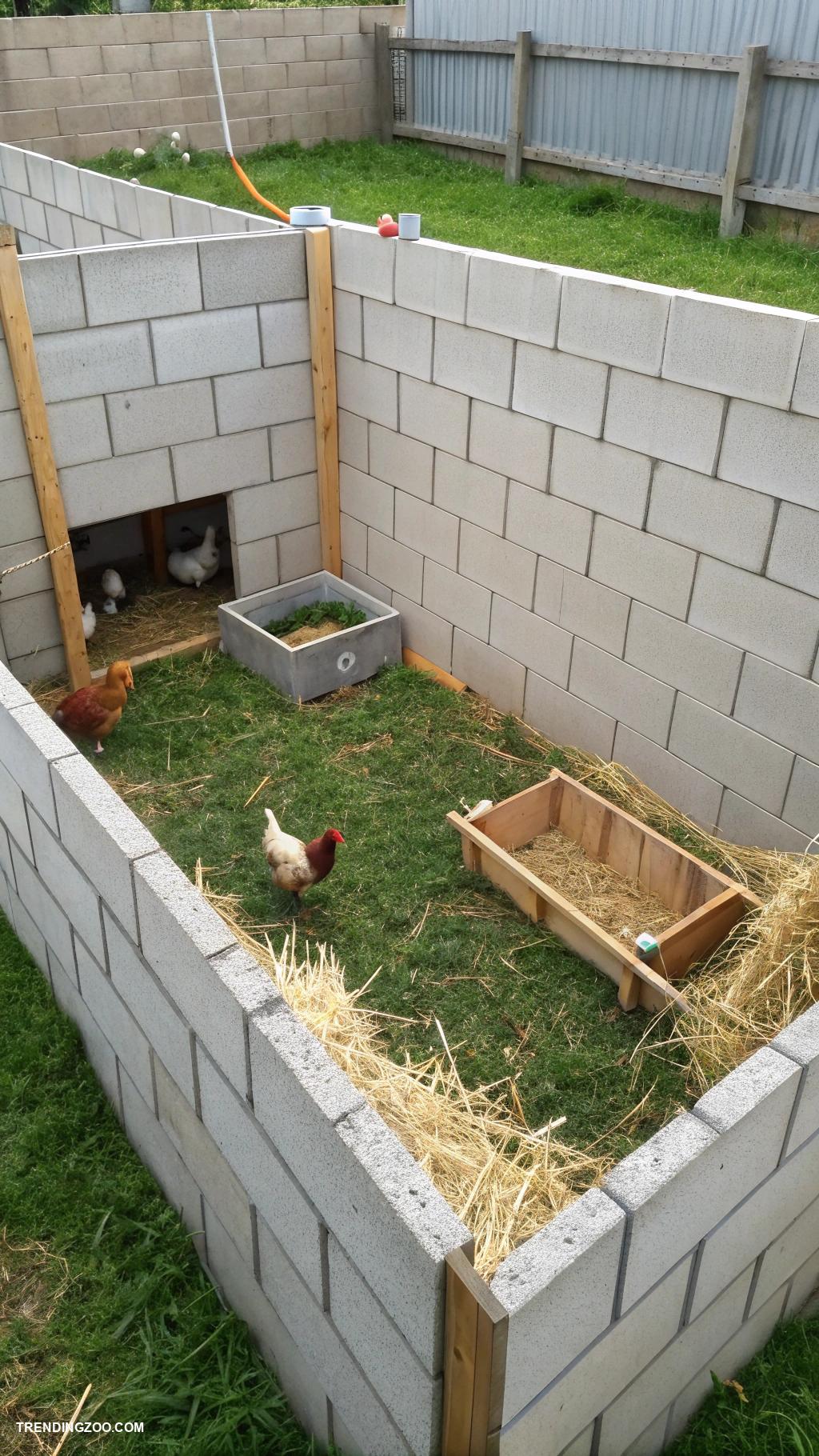 cheap chicken run ideas Use cinder blocks to build walls