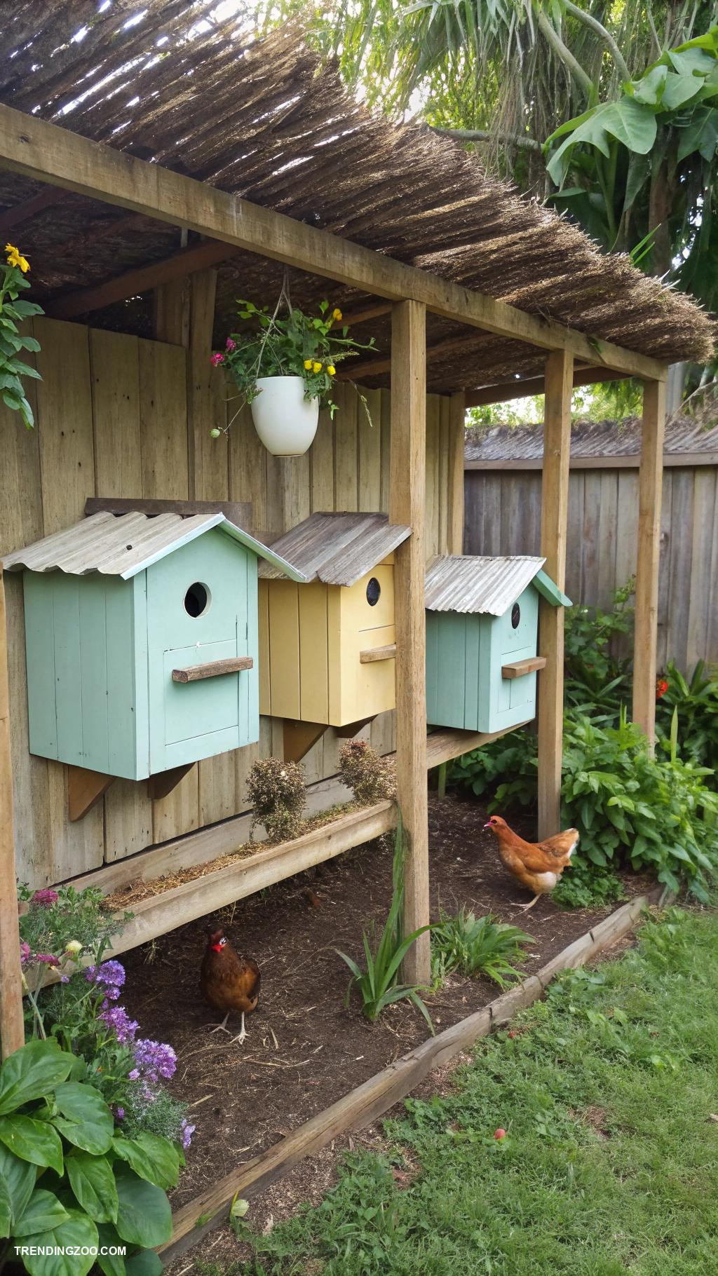 cheap chicken run ideas Use scrap wood to build nesting boxes