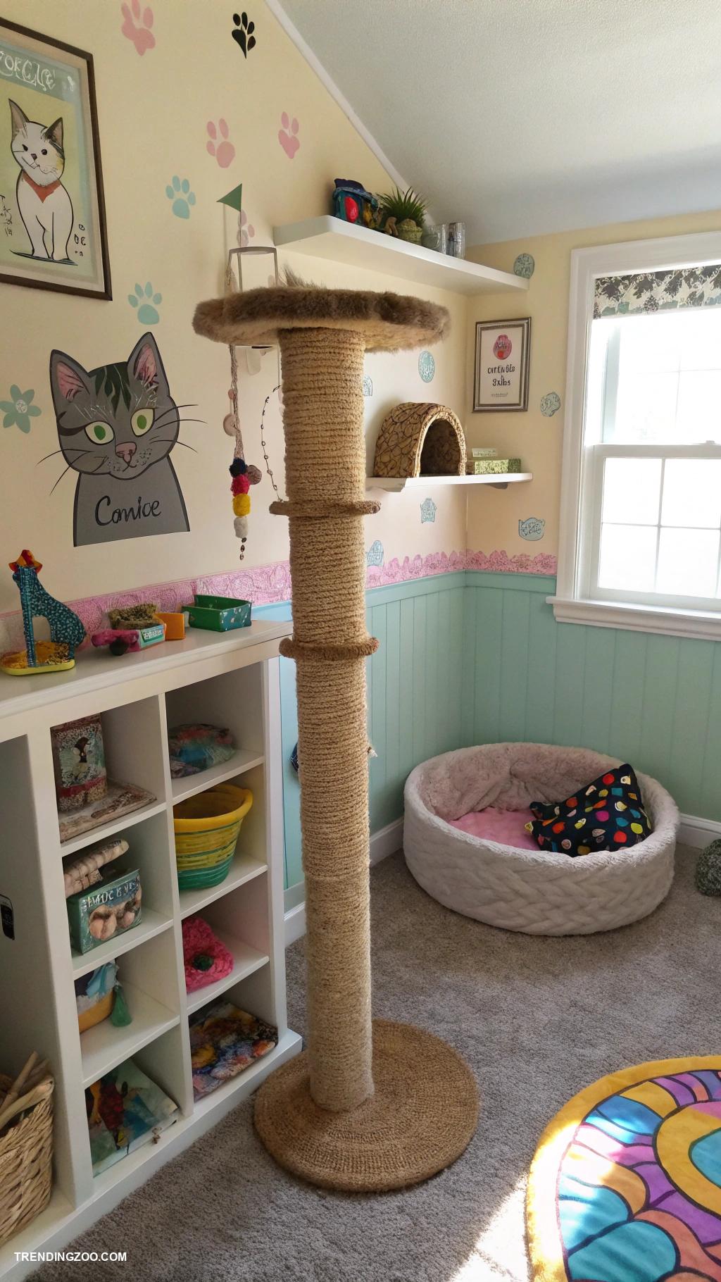 convert closet to cat room Include scratching posts for healthy claws