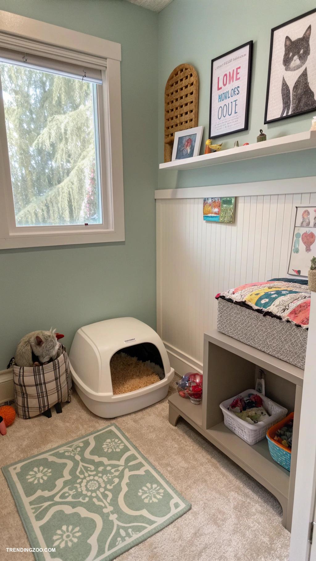 convert closet to cat room Place litter box in a discreet corner