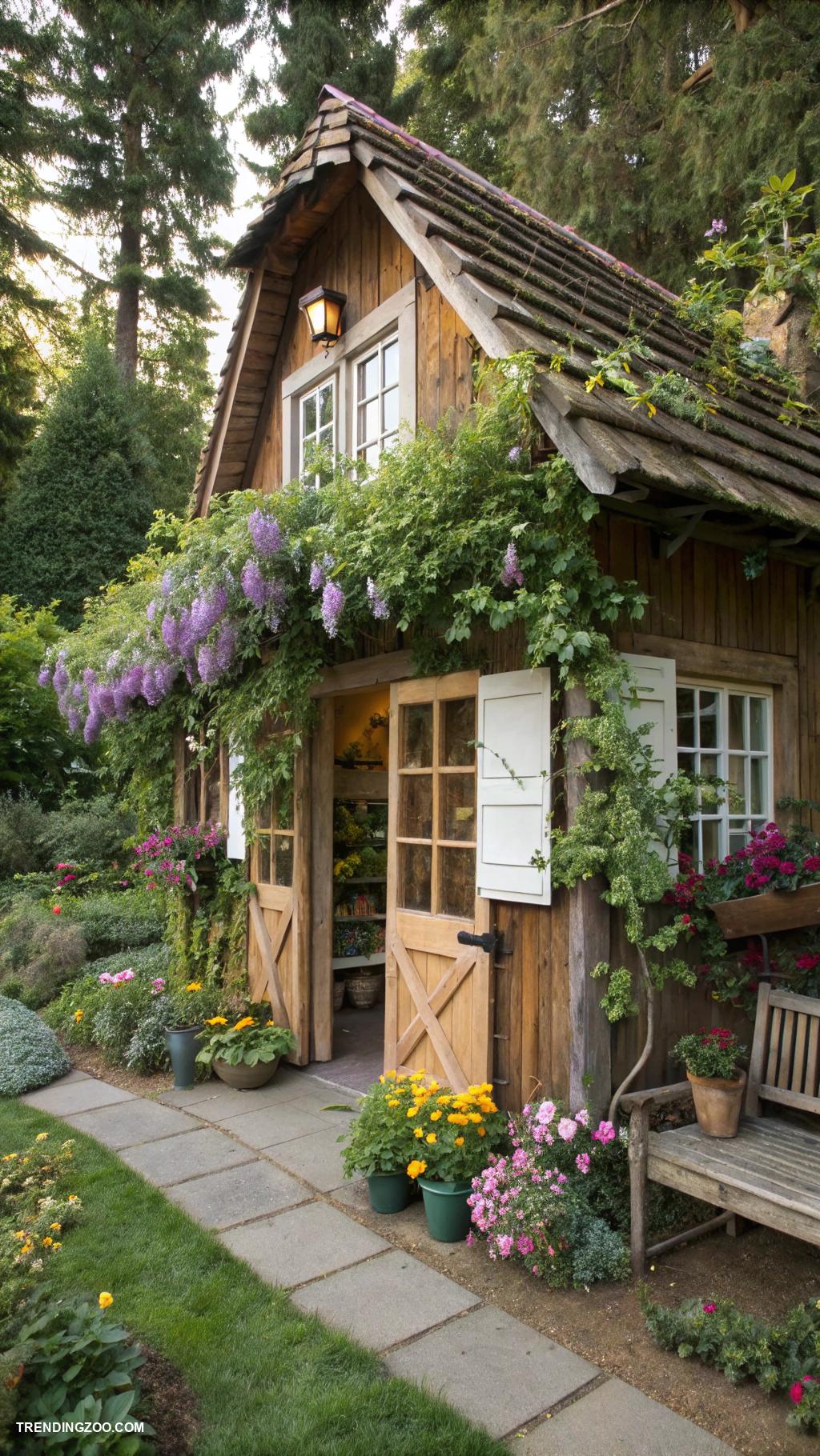 cottagecore chicken coop Charming cottage style coop with flowering vines