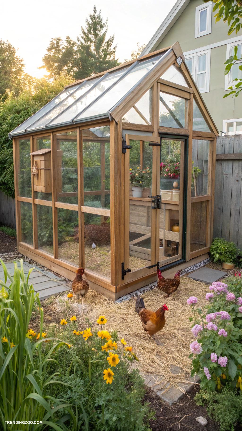 cottagecore chicken coop Chic greenhouse coop with glass walls