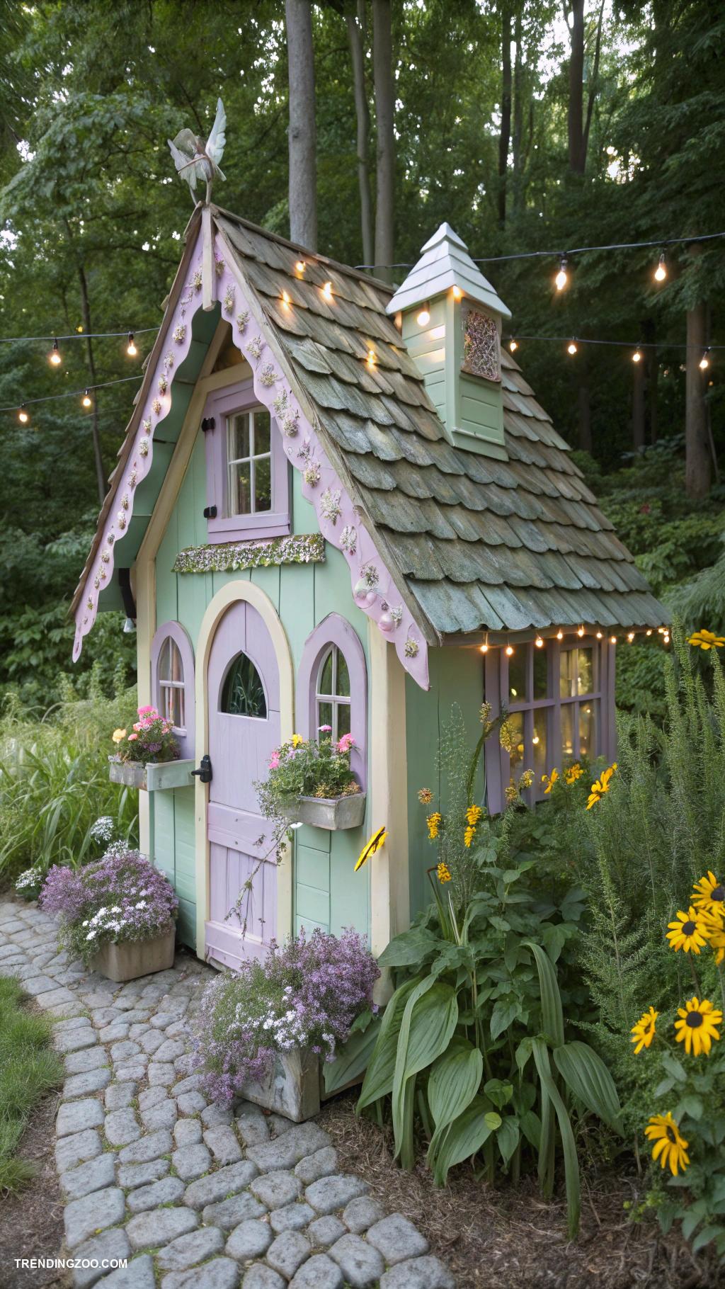 cottagecore chicken coop Whimsical fairy tale coop with pastel colors